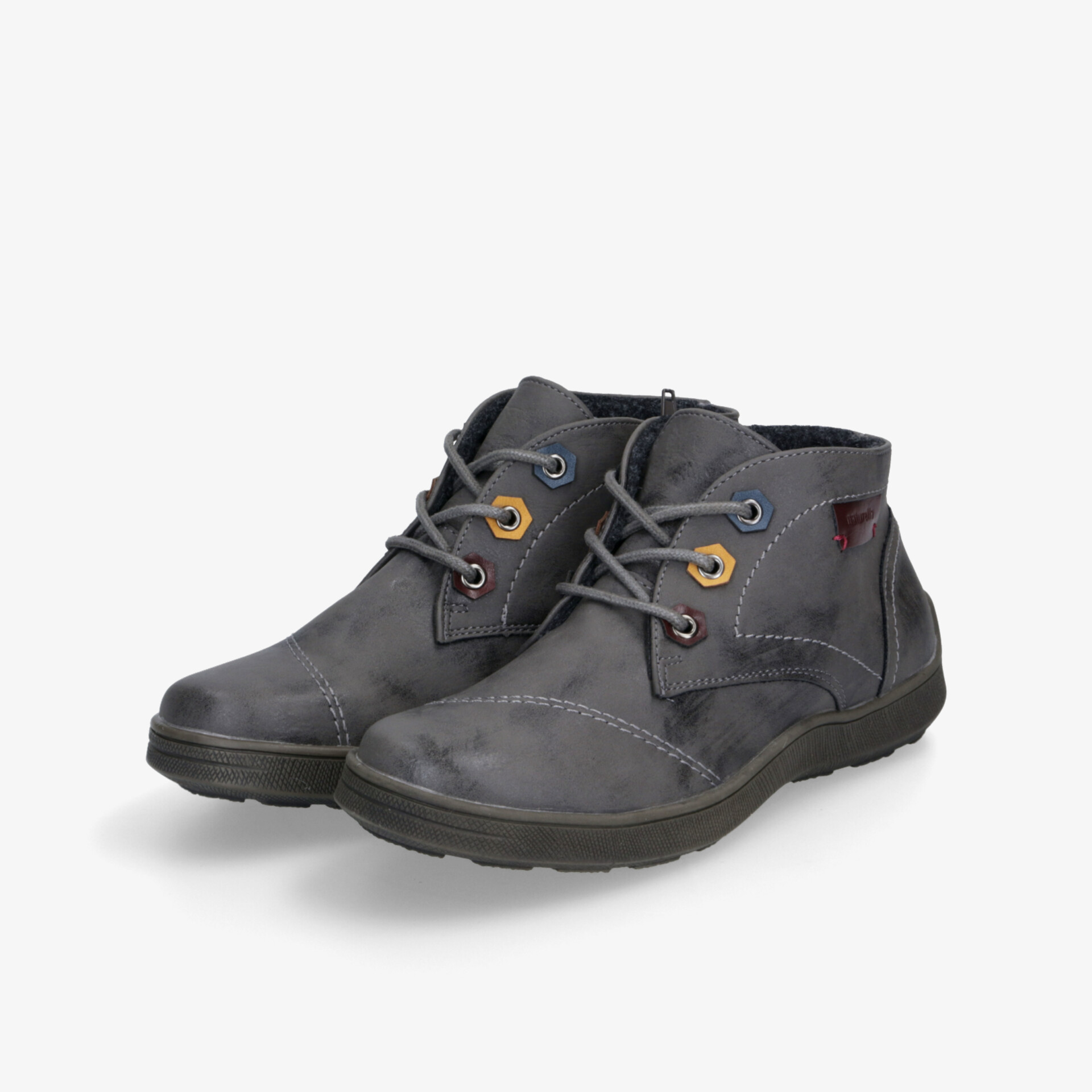 Leichte und bequeme graue Freizeitstiefel mit flexibler Sohle und schnürbarem Verschluss für optimalen Halt