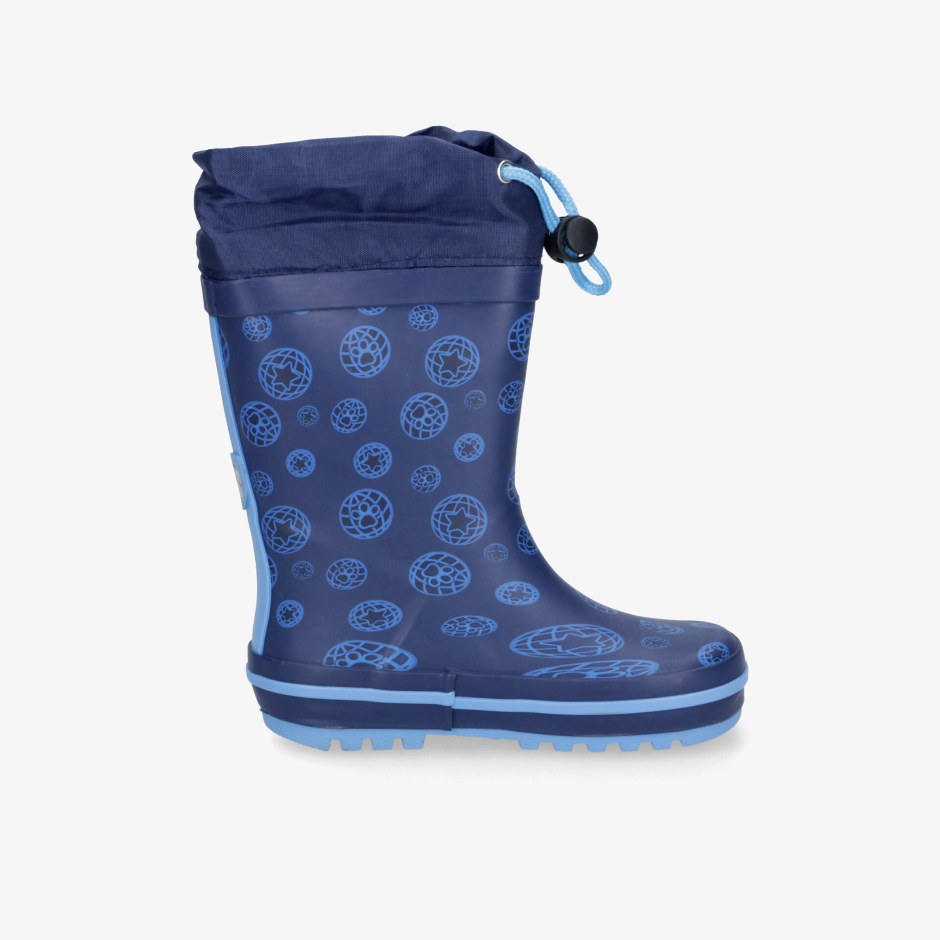 Dunkelblauer wasserdichter Gummistiefel mit flexiblem Schaft und rutschfester Sohle, bequemer und robuster Schuh