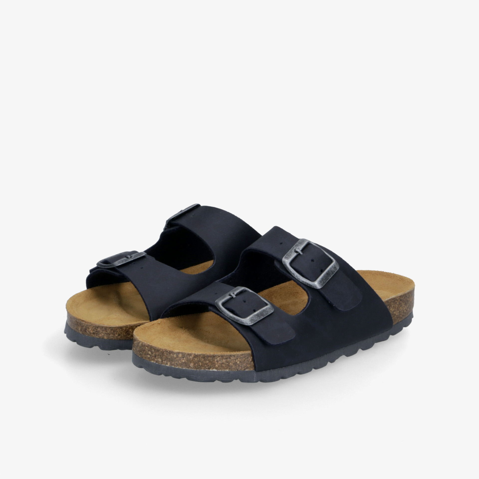 Komfortable schwarze Sandalen mit verstellbaren Schnallen, ergonomischem Korkfußbett und rutschfester Sohle