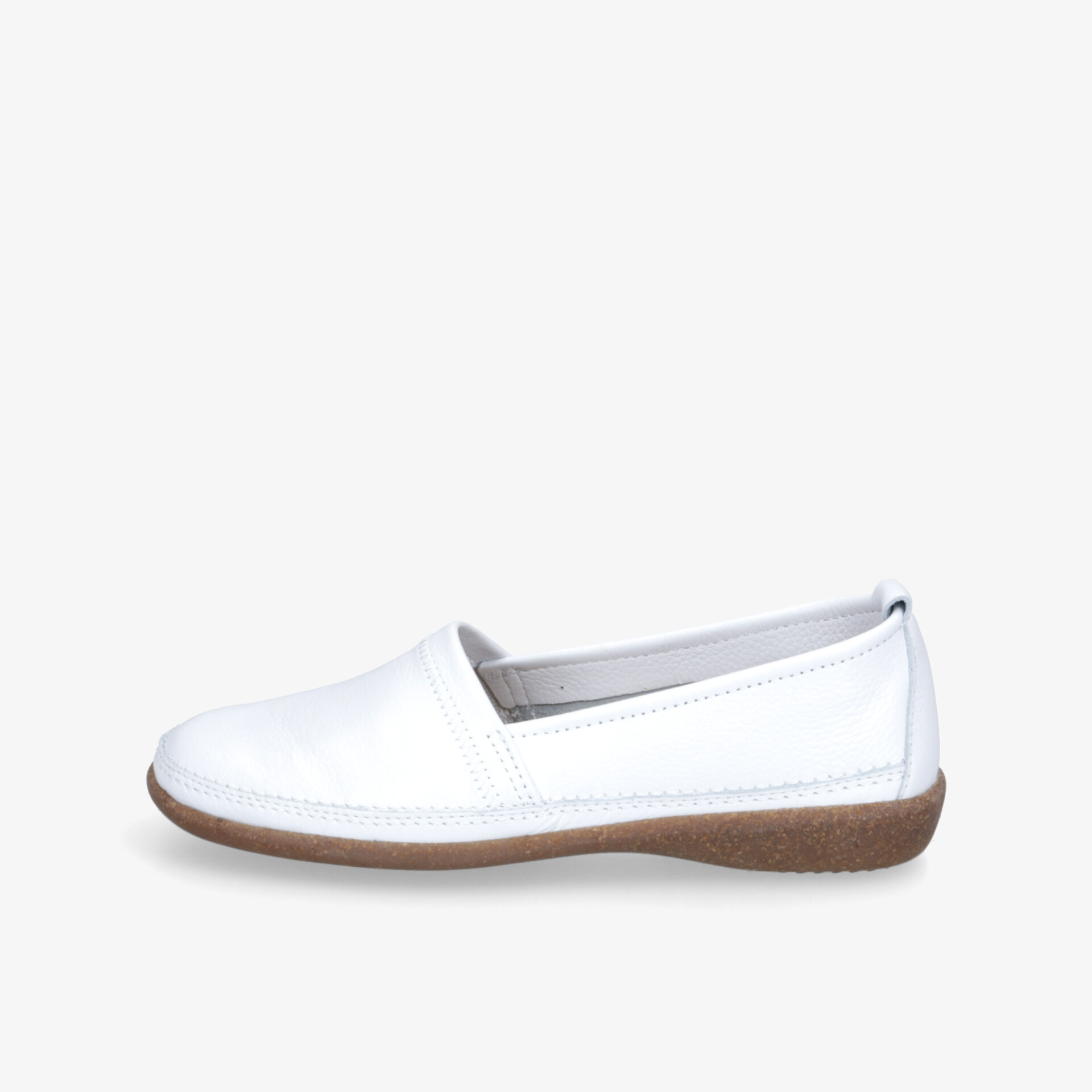 Weißer Slip-On Schuh mit rutschfester Sohle, leicht und komfortabel, flexible Passform und schlichtes Design