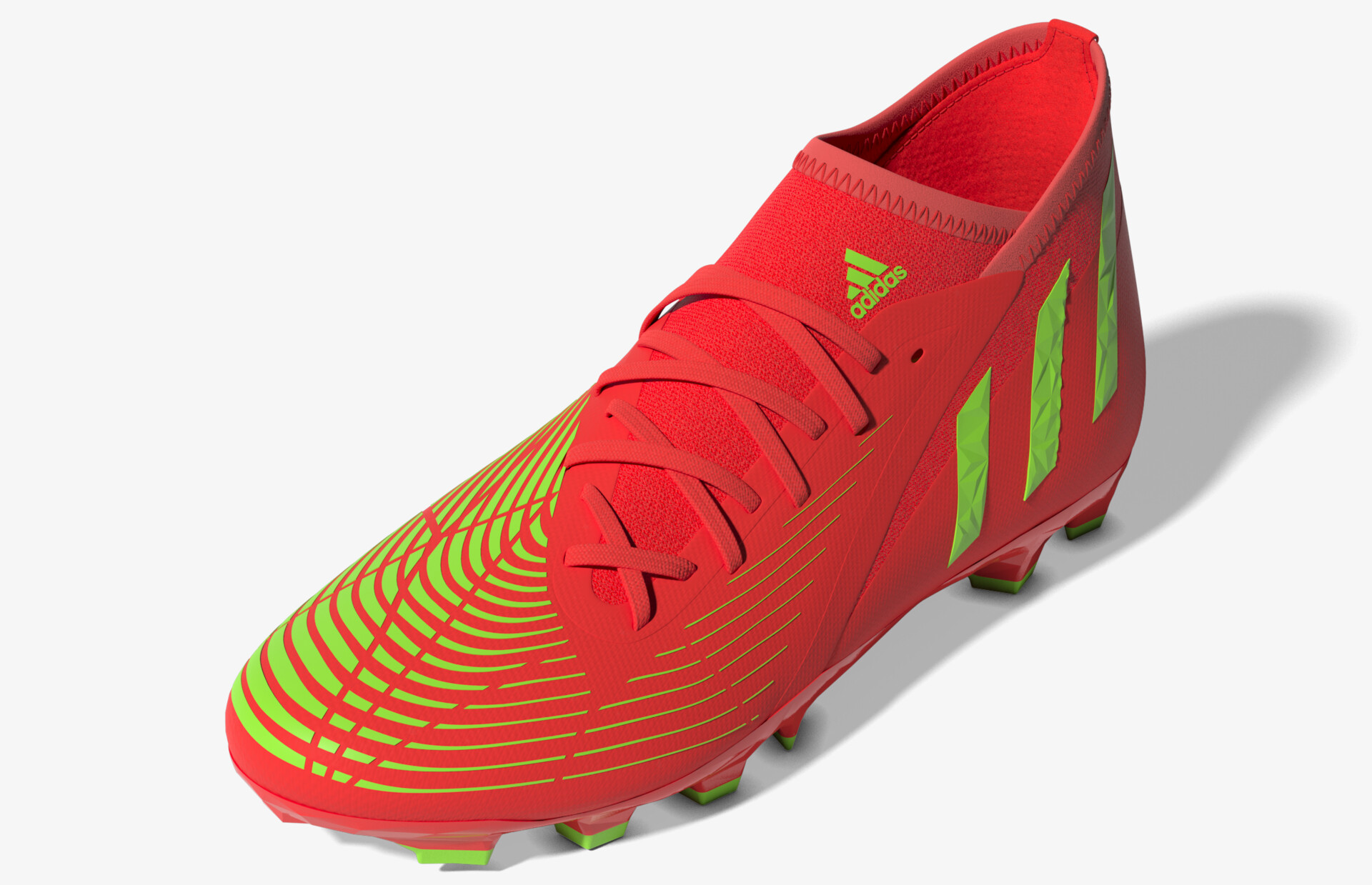 Roter und gelber Fußballschuh mit dynamischem Design und leichtem, komfortablem Tragegefühl.