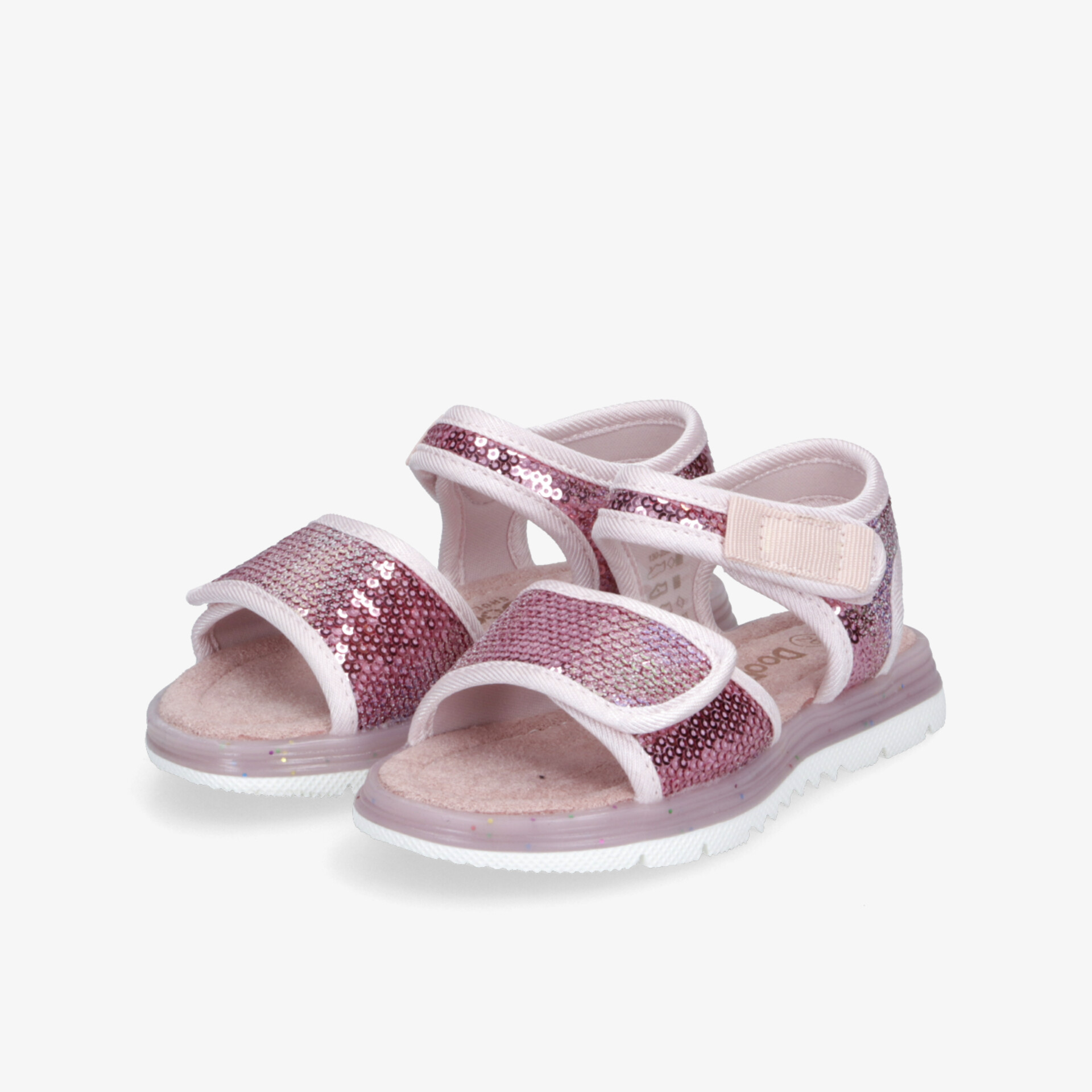 Rosa glitzernde Sandalen mit zwei verstellbaren Klettverschlüssen für sicheren und bequemen Halt