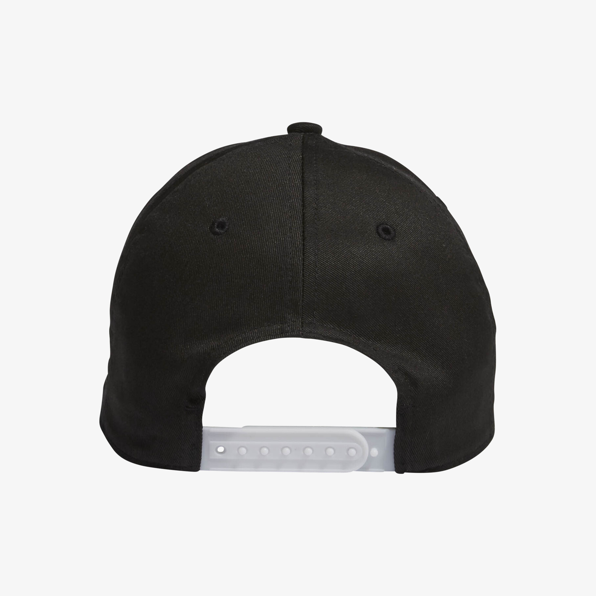 Schwarze Baseballkappe mit verstellbarem Riemen auf der Rückseite für optimalen Sitz und Komfort.