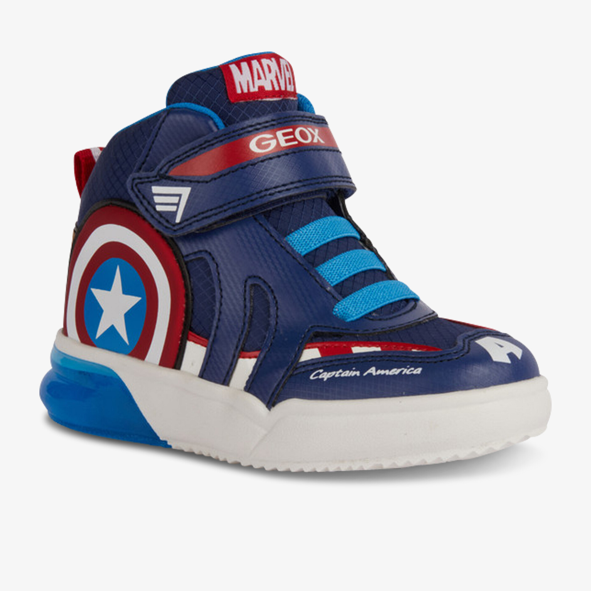 Blauer Sneaker mit Marvel-Motiv und Klettverschluss für besten Tragekomfort und Stil
