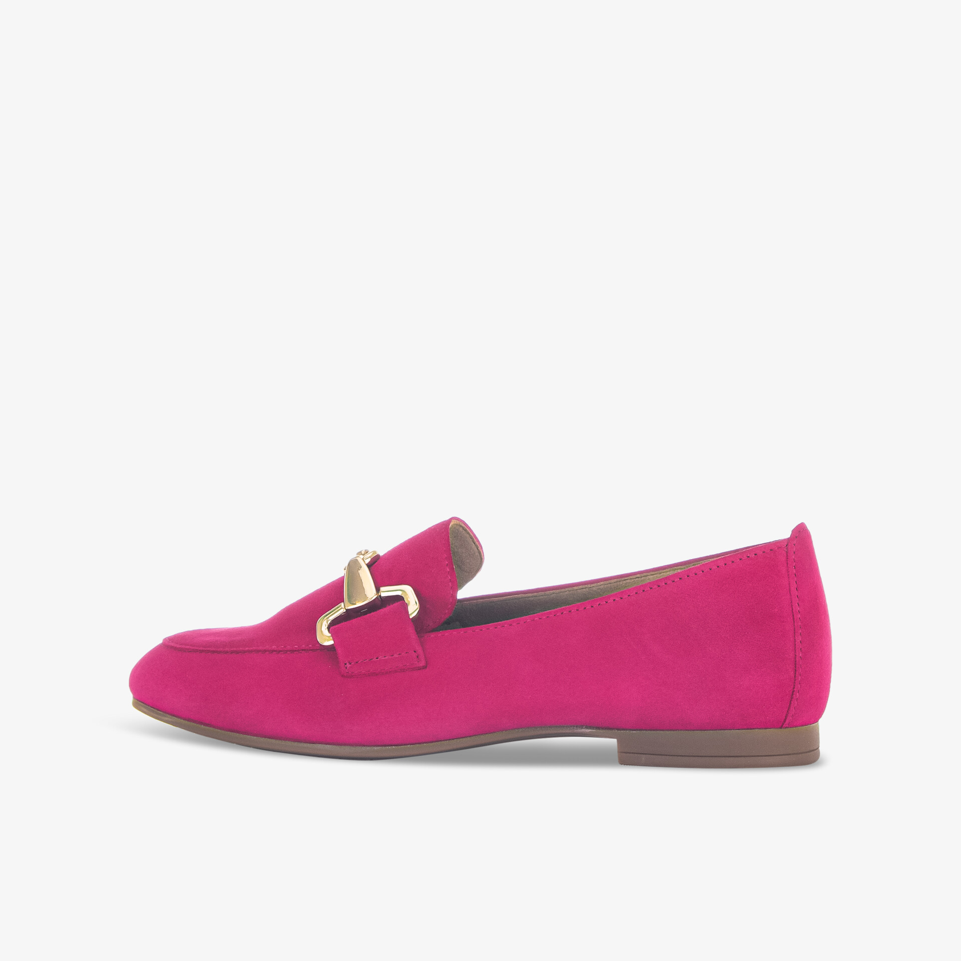 Eleganter roter Loafer in Wildlederoptik mit goldener Schnalle. Bequem und stilvoll für jeden Anlass geeignet.