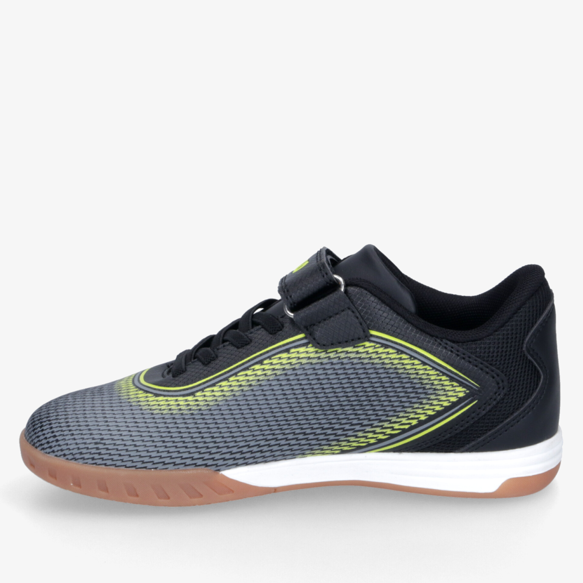 Leichter Hallenschuh mit atmungsaktivem Mesh, flexibler rutschfester Sohle und neonfarbigen Akzenten für optimalen Komfort