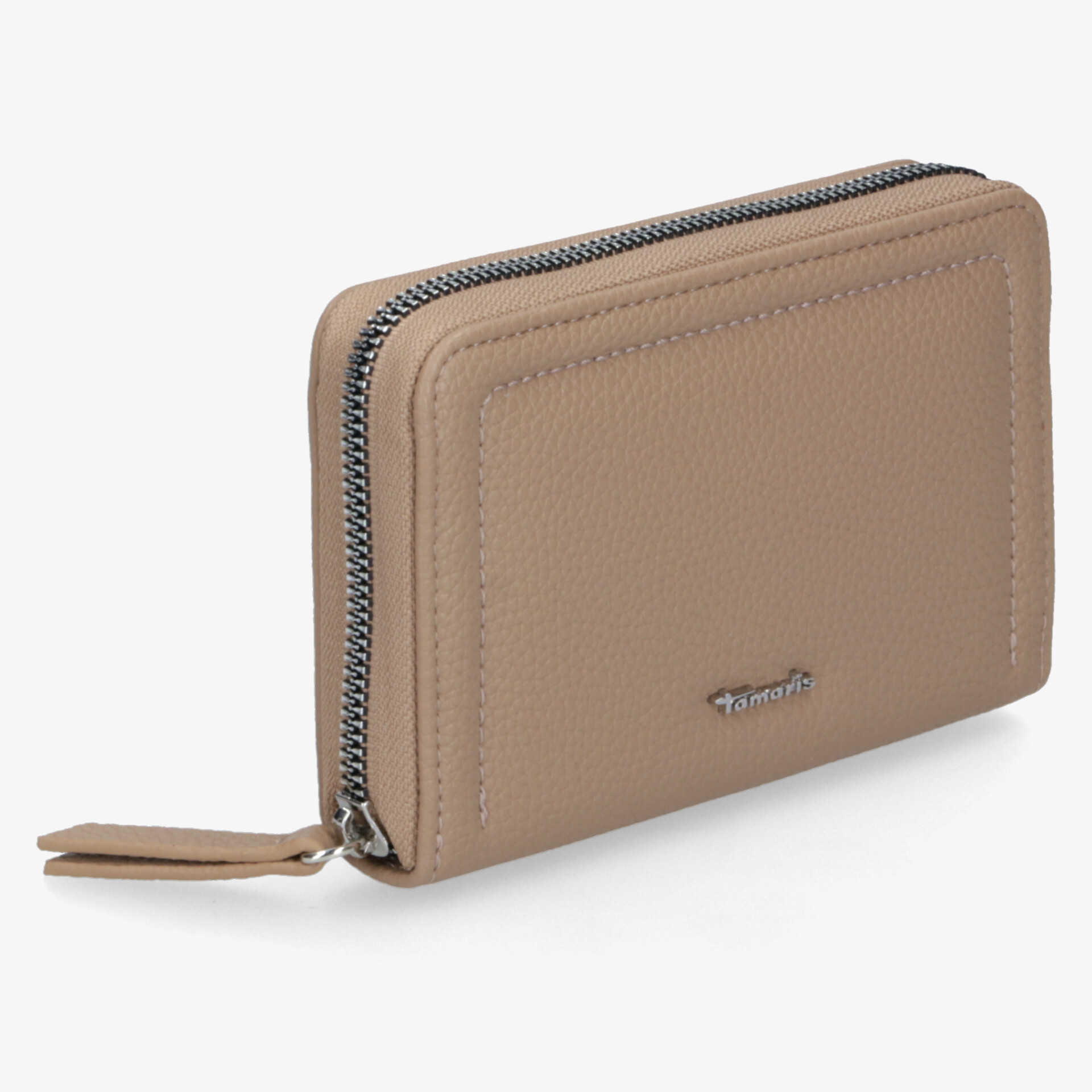 Kompaktes Lederportemonnaie mit robustem Reißverschluss, ideal für stilvolle Aufbewahrung von Karten und Bargeld.