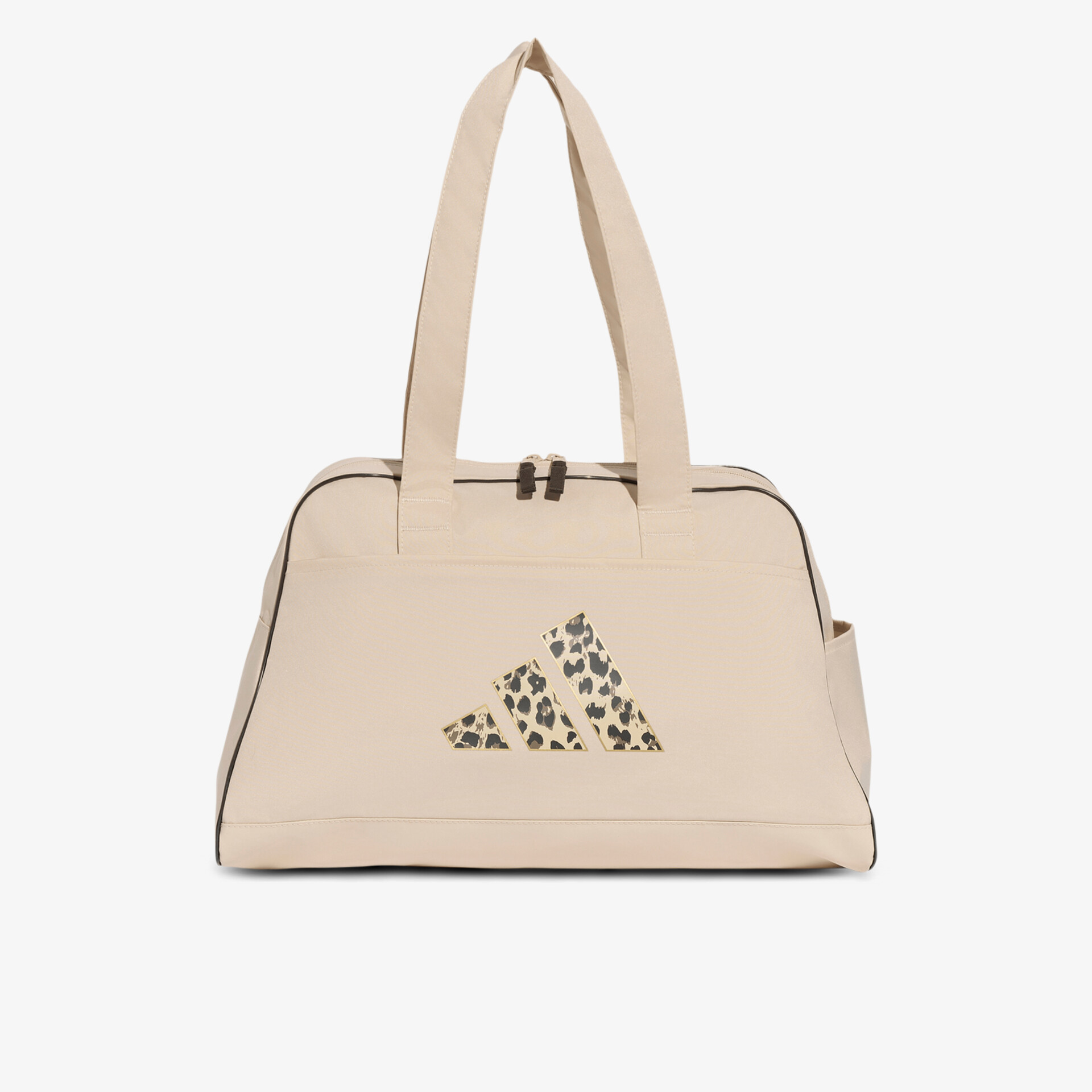 Beige elegante Tasche mit auffälligem Animal-Print Logo, praktische Größe und sicherem Reißverschluss
