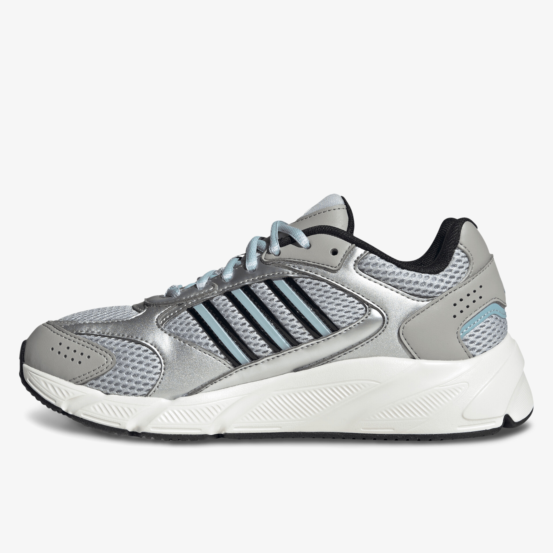 Sportlicher Sneaker in Silber mit atmungsaktivem Mesh und komfortabler, gedämpfter Sohle seitliche Ansicht