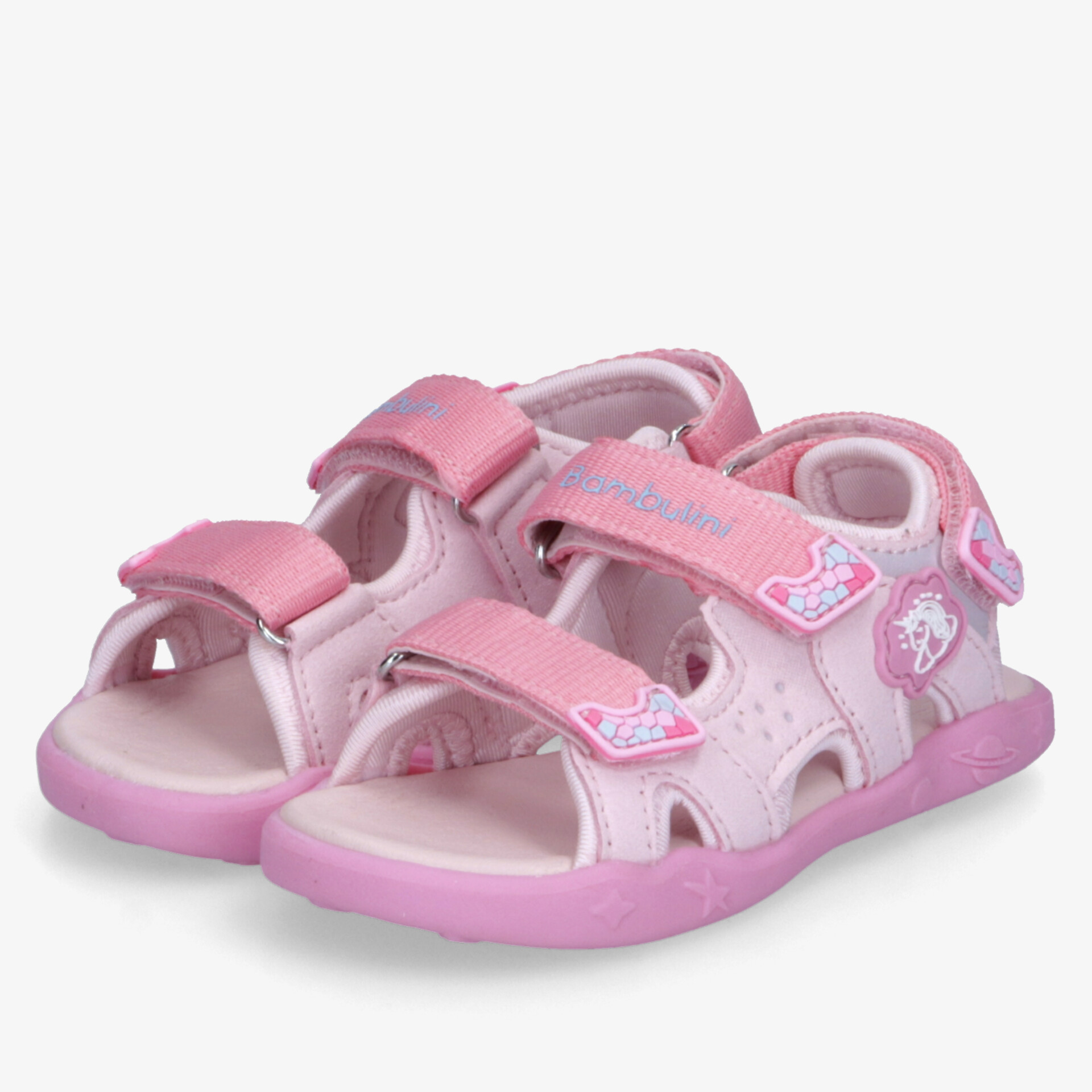 Rosa Kinder Sandalen mit verstellbaren Klettverschlüssen und rutschfester Sohle, weich und bequem für aktiven Alltag