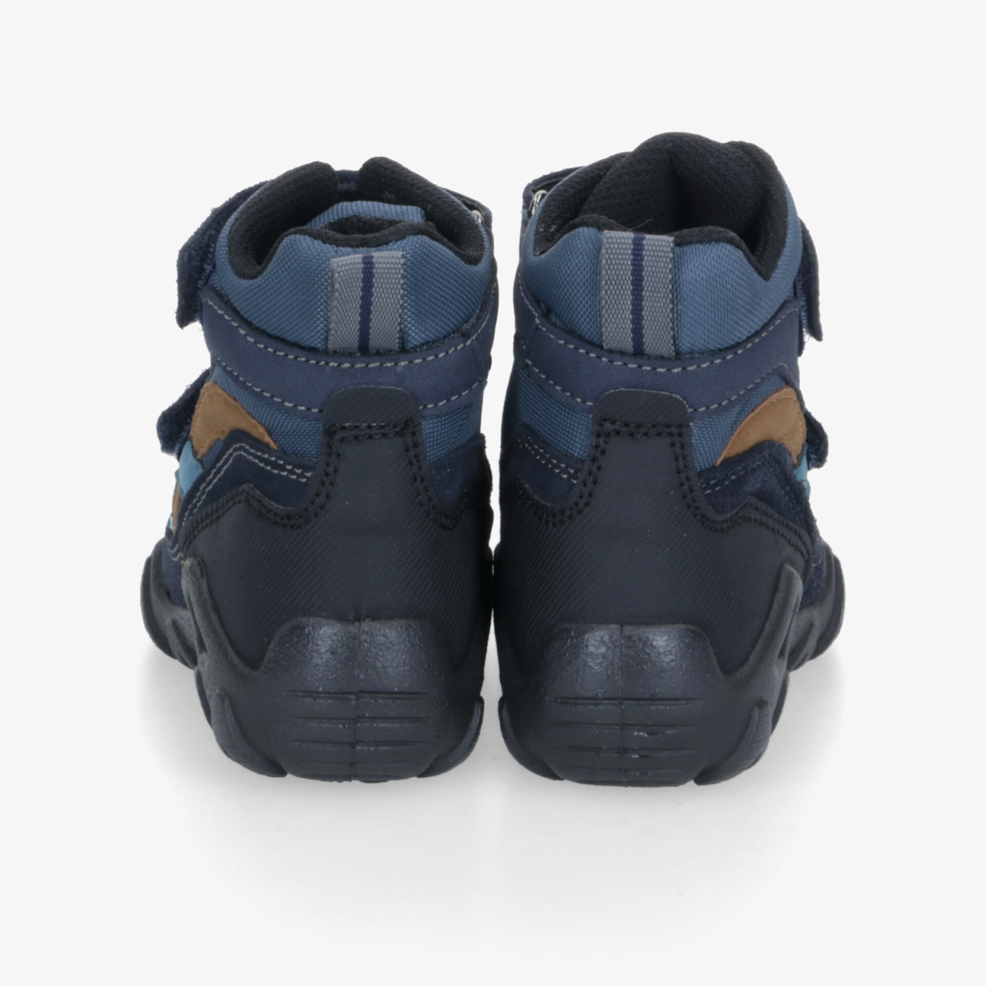 Robuste Trekking-Schuhe in Blau und Schwarz mit gepolstertem Schaft und schnellem Schnallverschluss von hinten