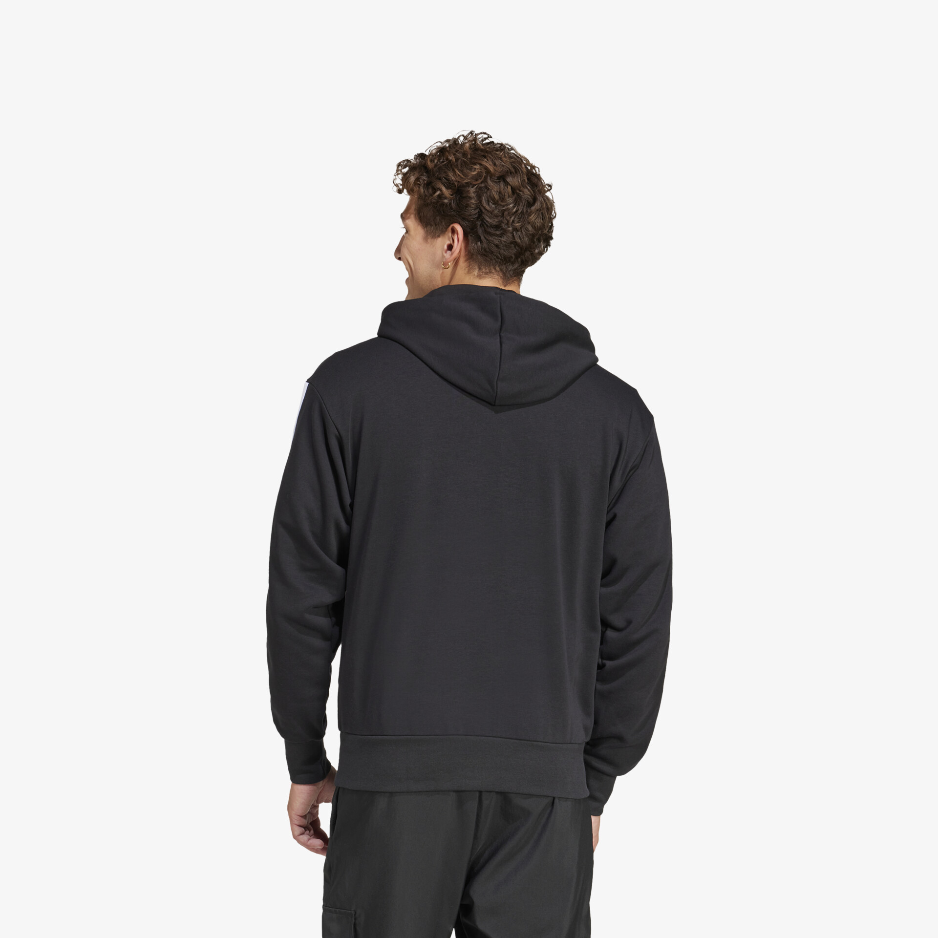 Dunkler Kapuzenpullover mit langem Arm in Rückansicht, bequem und sportlich für vielseitige Einsatzmöglichkeiten