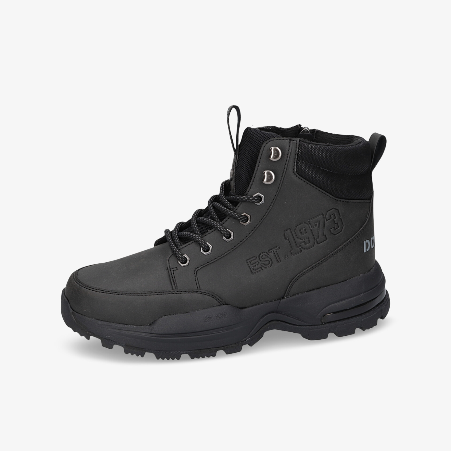 Robuster schwarzer Winterstiefel mit gepolstertem Schaft und rutschfester Sohle für optimalen Komfort