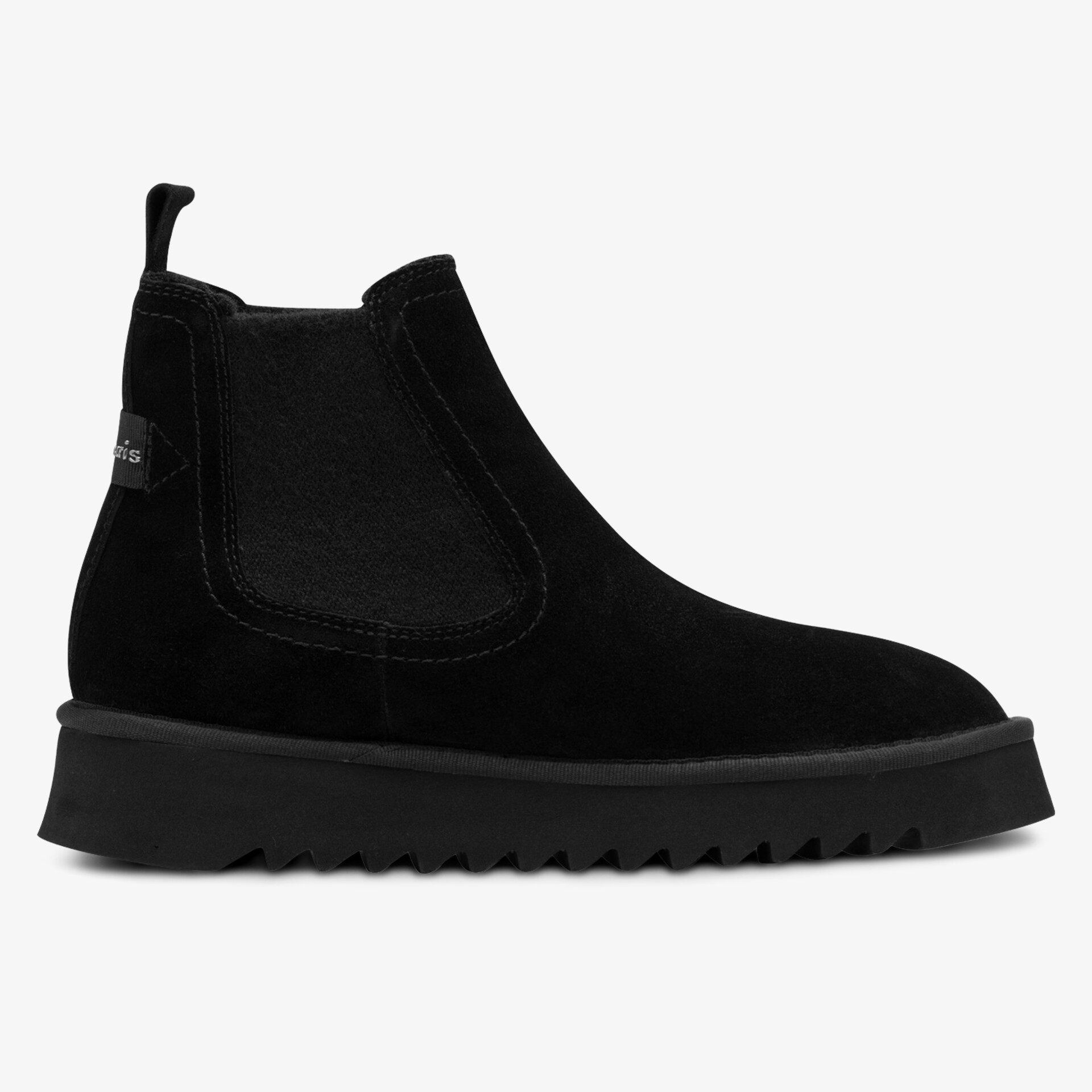 Schwarzer Chelsea Boot mit elastischen Seitenteilen und rutschfester profilierter Sohle für hohen Tragekomfort