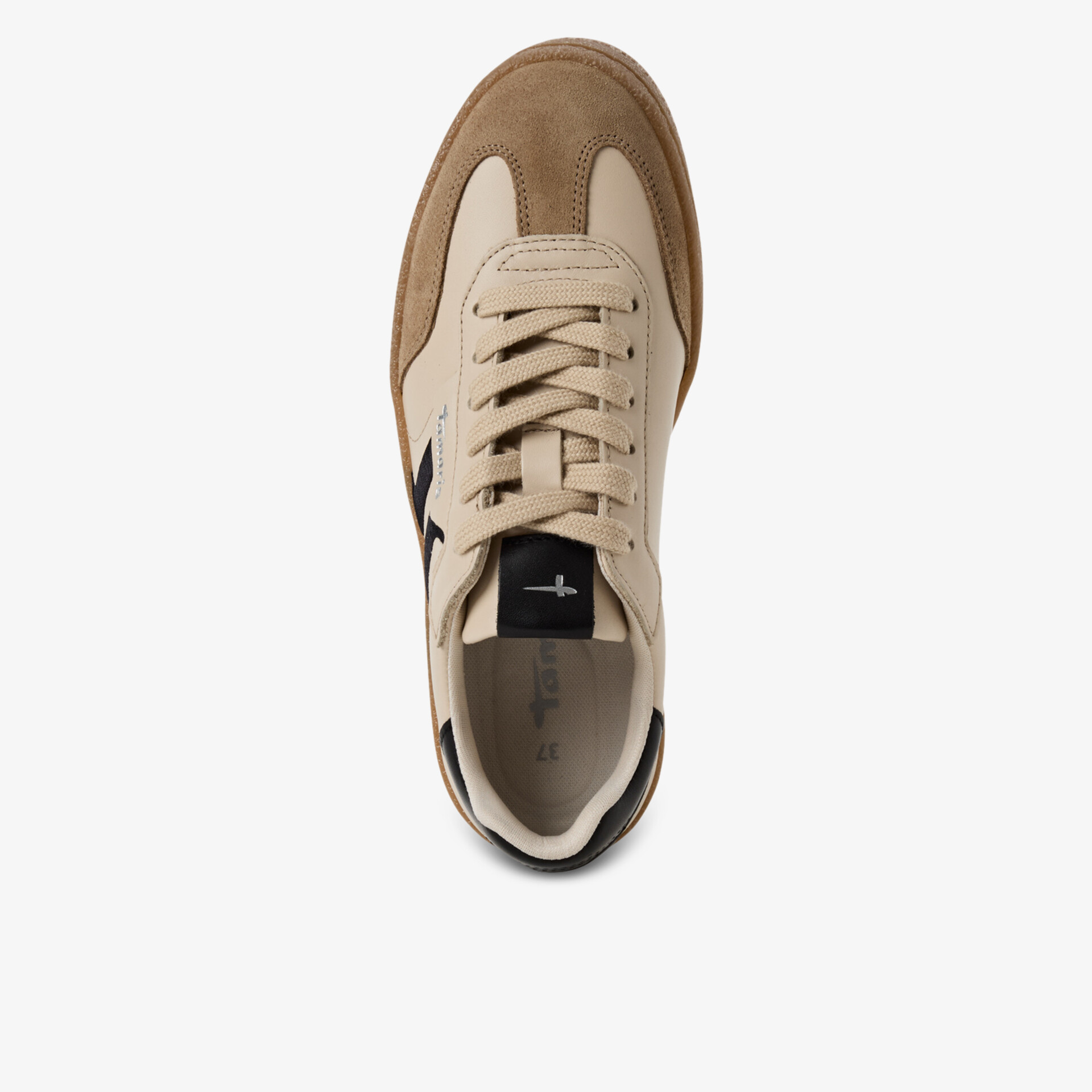 Beiger sportlicher Schuh mit Schnürsenkeln, bequem und langlebig, ideale Passform und modernes Design