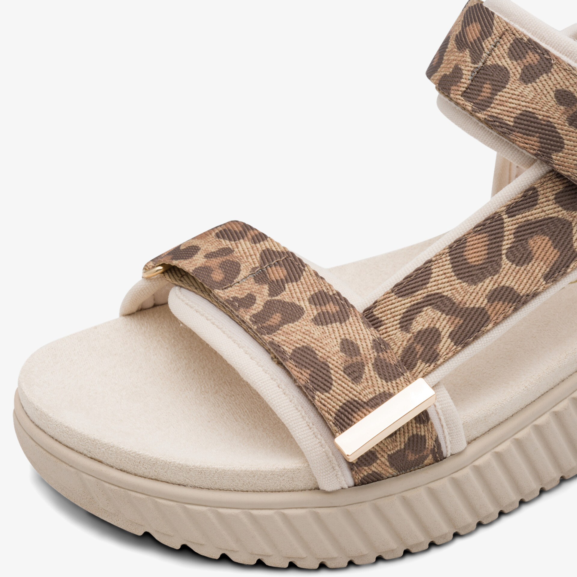 Bequeme Sandale mit Leopardenmuster, gepolsterte Sohle und verstellbarem Klettverschluss für sicheren Halt