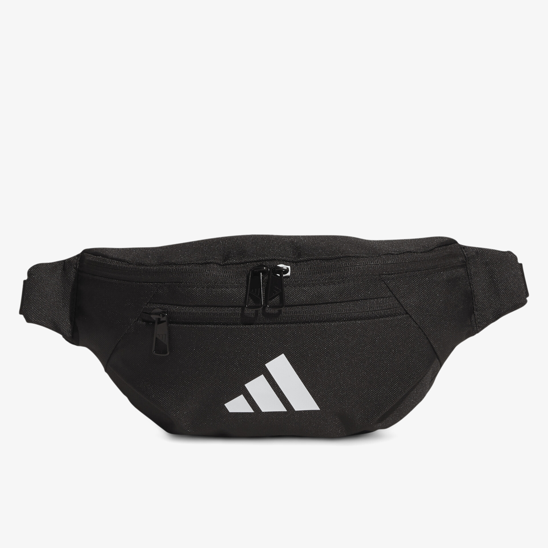 Praktische und stylische schwarze Bauchtasche mit reflektierendem Logo, verstellbarem Gurt und robustem Material für Alltag und Reisen