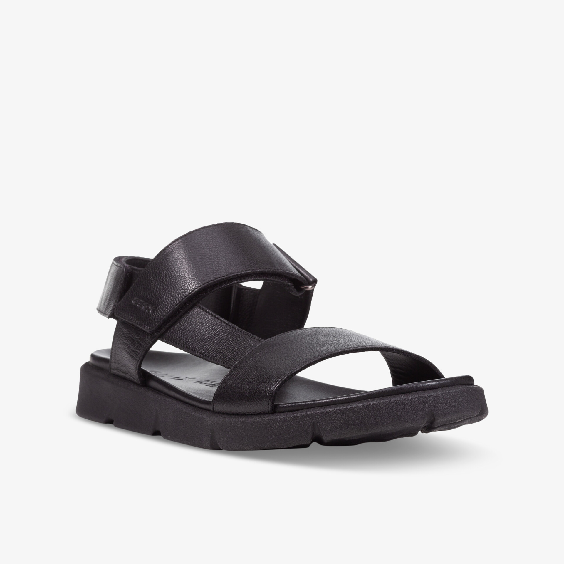 Schwarze Sandale mit verstellbarem Riemen und rutschfester Sohle, ideal für stilvollen Komfort.