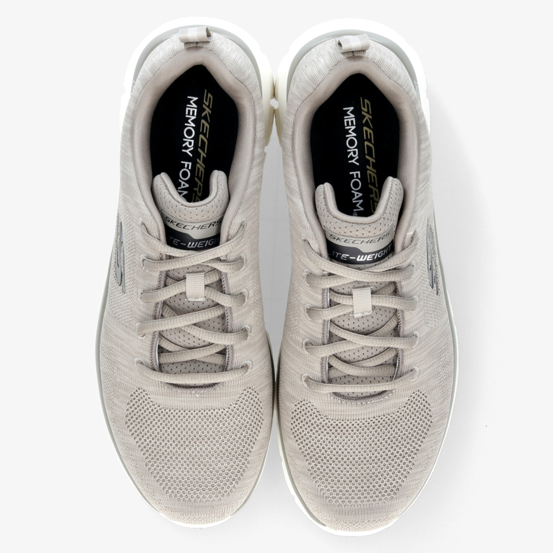 Leichte, atmungsaktive Sportschuhe in hellgrau mit bequemer Polsterung und flexiblen Schnürsenkeln, Paar Draufsicht