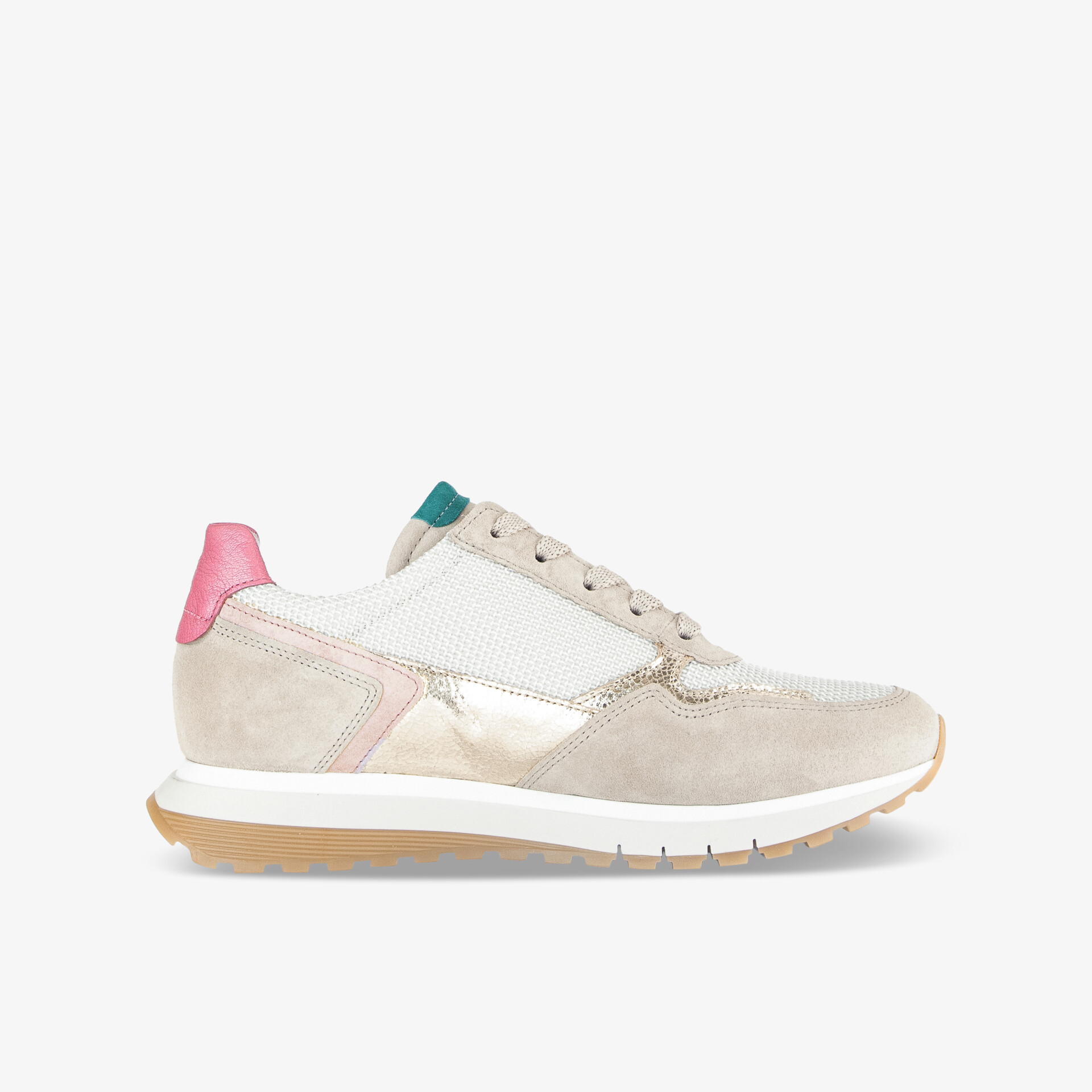 Leichter und bequemer Sneaker in Weiß und Rosa mit weichem Material für komfortablen Tragekomfort