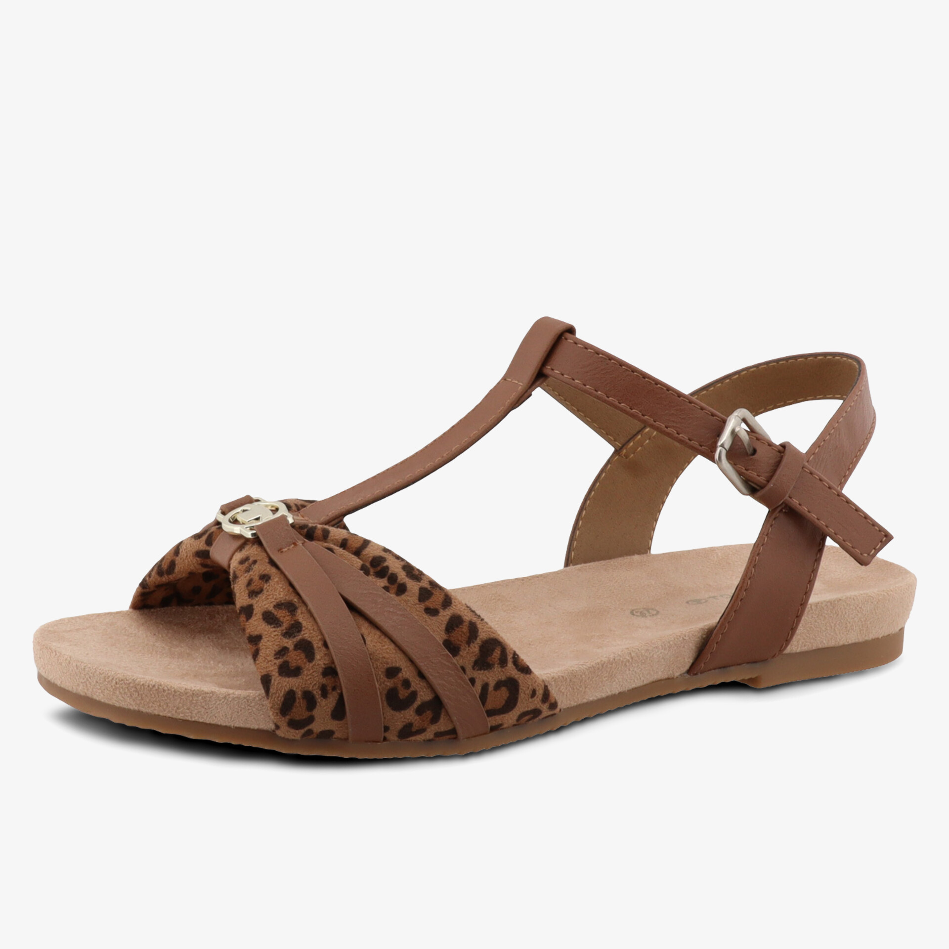 Modische Sandalen mit Leopardenmuster und verstellbarem Riemen für komfortables Gehen.