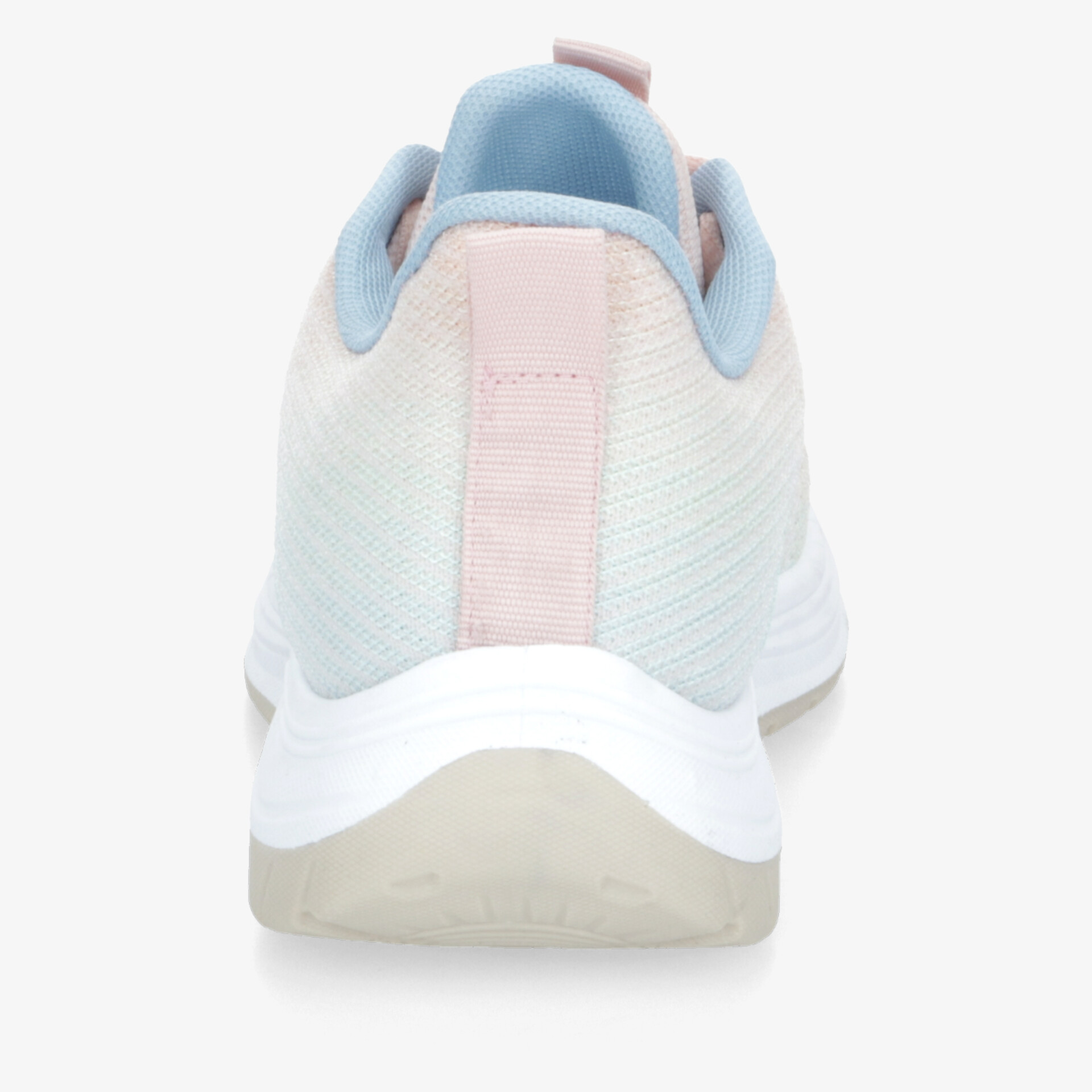 Pastellfarbener Sportschuh in heller Ausführung, Rückansicht mit gepolstertem Fersenbereich für optimalen Komfort