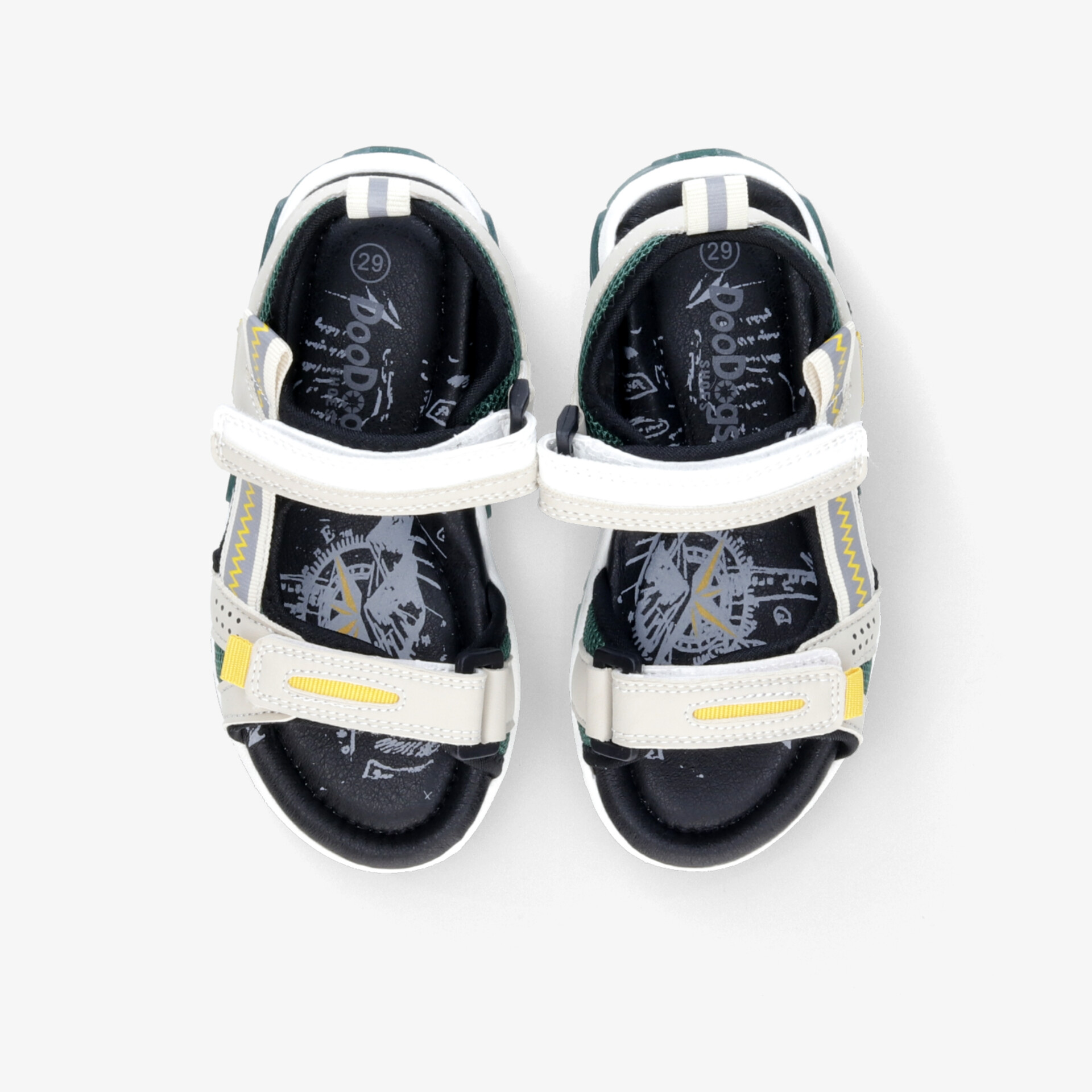 Bequeme weiße Sportsandalen mit verstellbaren Riemen und gepolsterter, flexibler Sohle