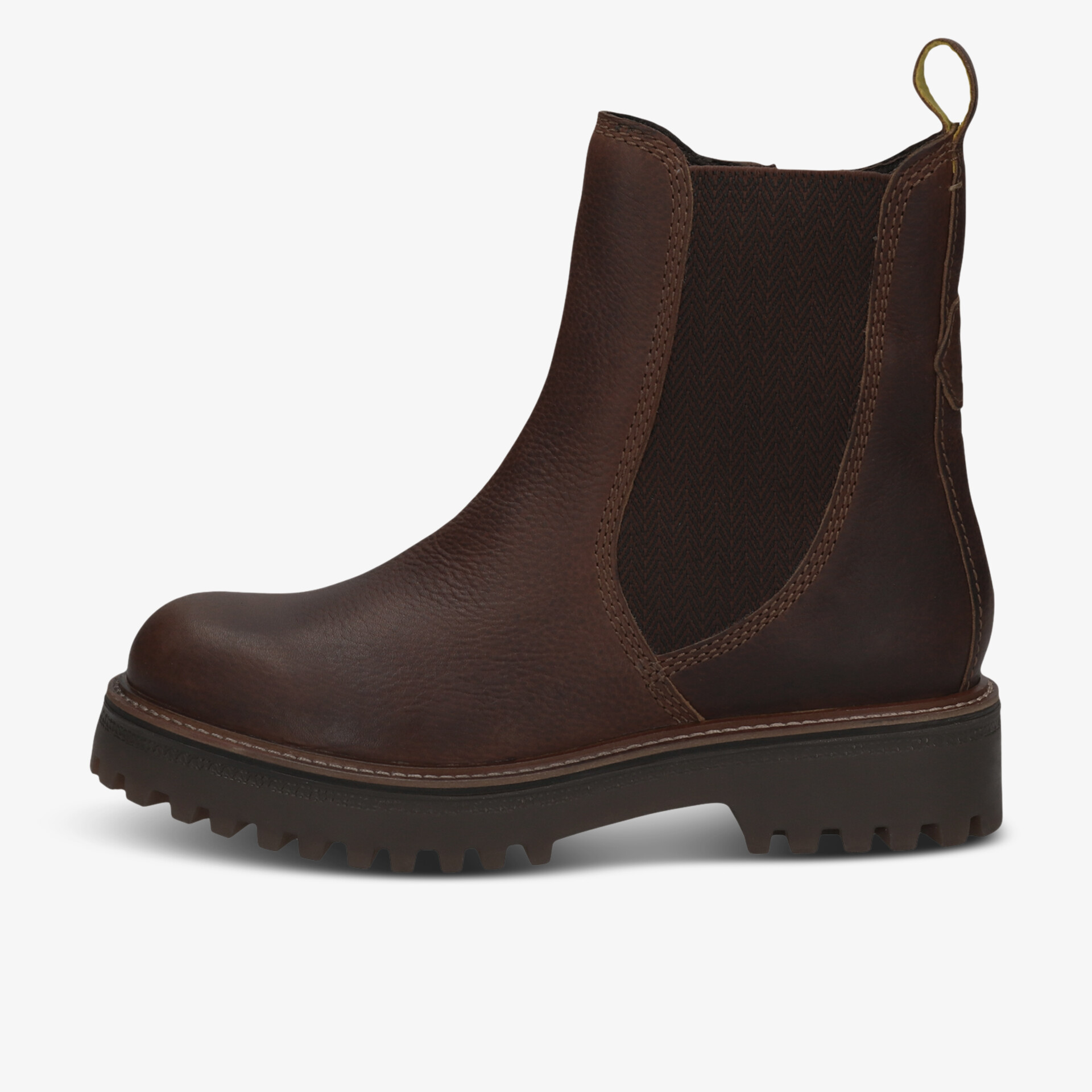 Robuster brauner Chelsea Boot mit elastischen Seiteneinsätzen und profilierter Sohle für bequemen Halt