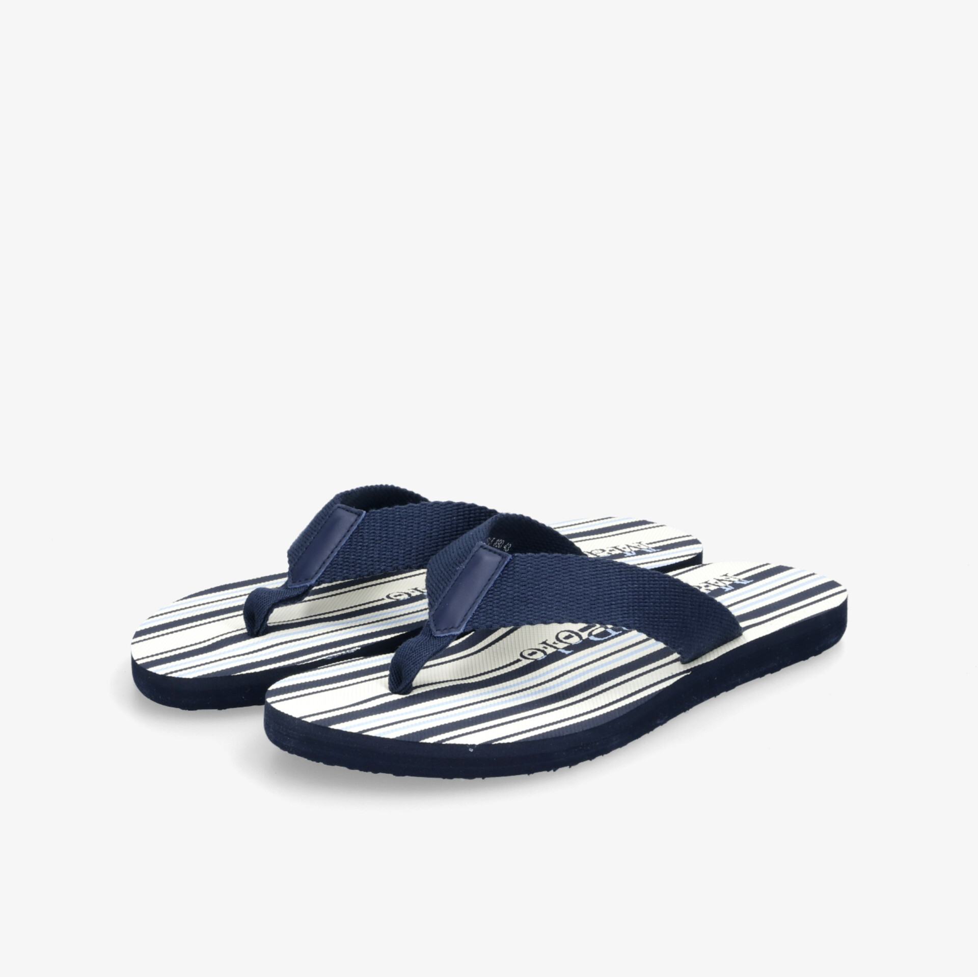 Elegante, gestreifte Sandalen mit bequemem Zehentrenner und modischem Design ideal für den Sommer.