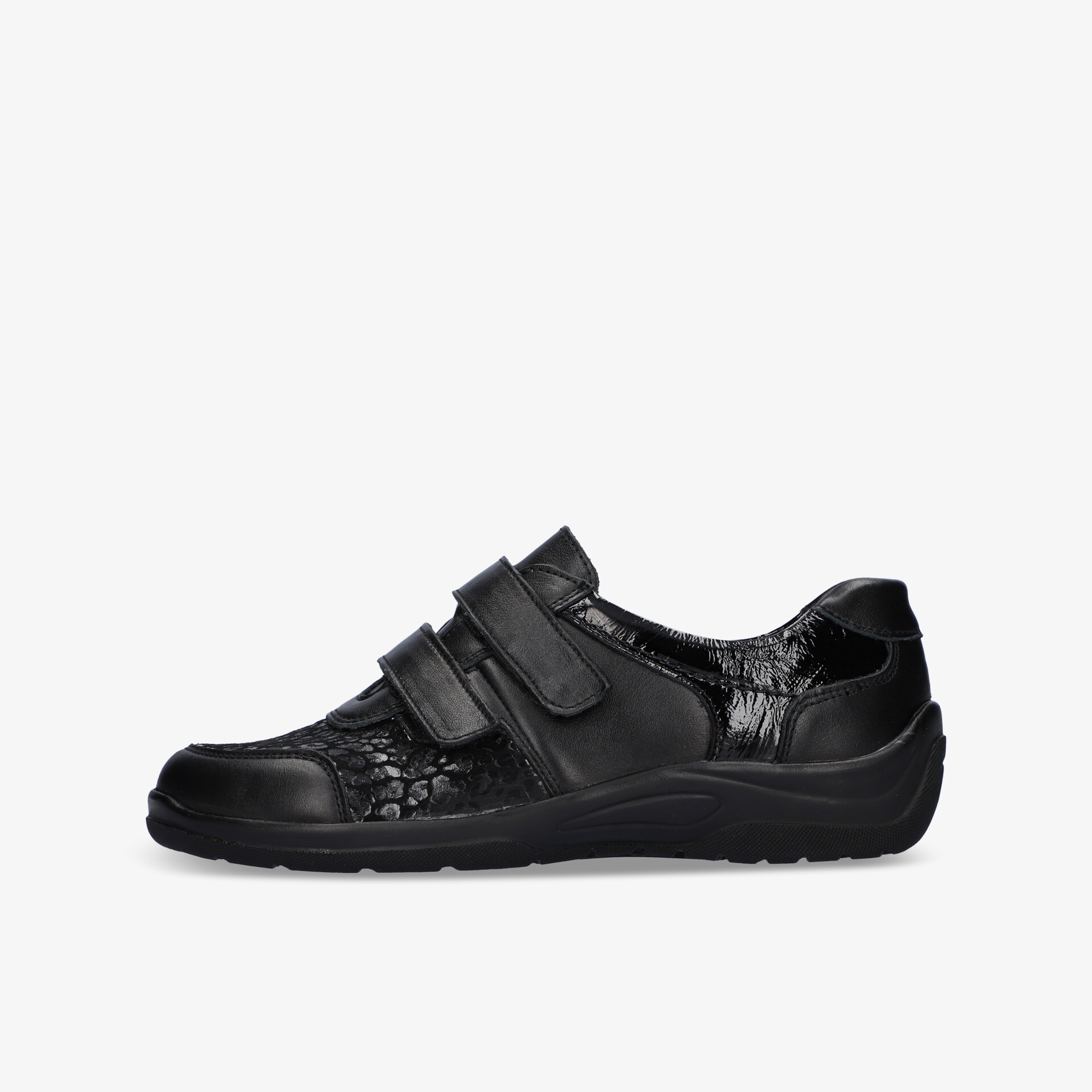 Schnallen-Schuh in Schwarz mit gepolstertem Komfort und sicherem Halt, ideal für den täglichen Gebrauch.