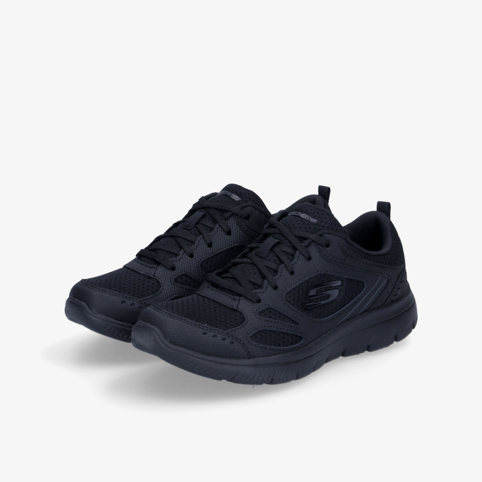 Schwarze sportliche Sneaker im Paar mit komfortablem, leichtem und flexiblem Design für optimale Bewegung