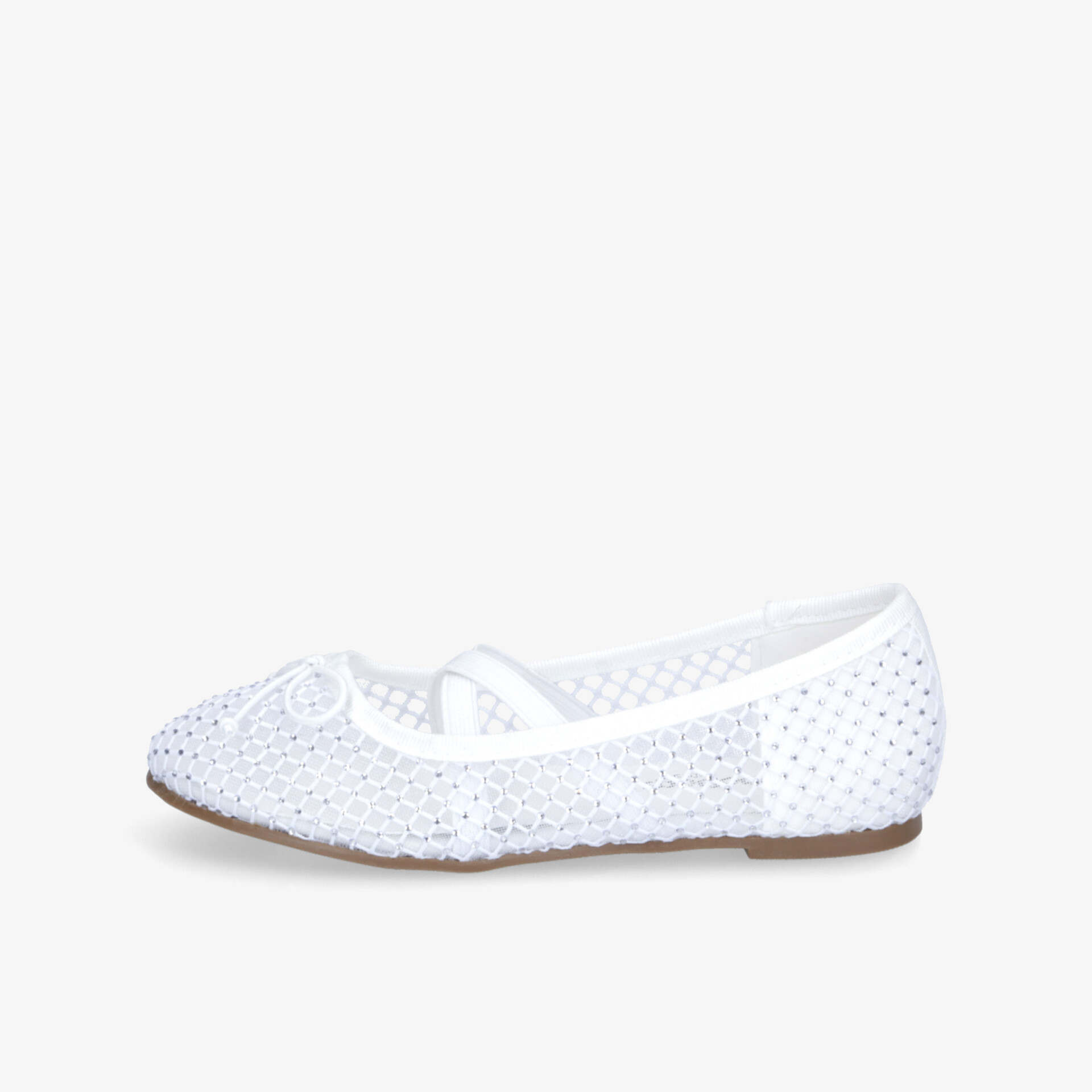 Weißer perforierter Schuh seitliche Ansicht mit leichter, atmungsaktiver und flexibler Verarbeitung für Komfort