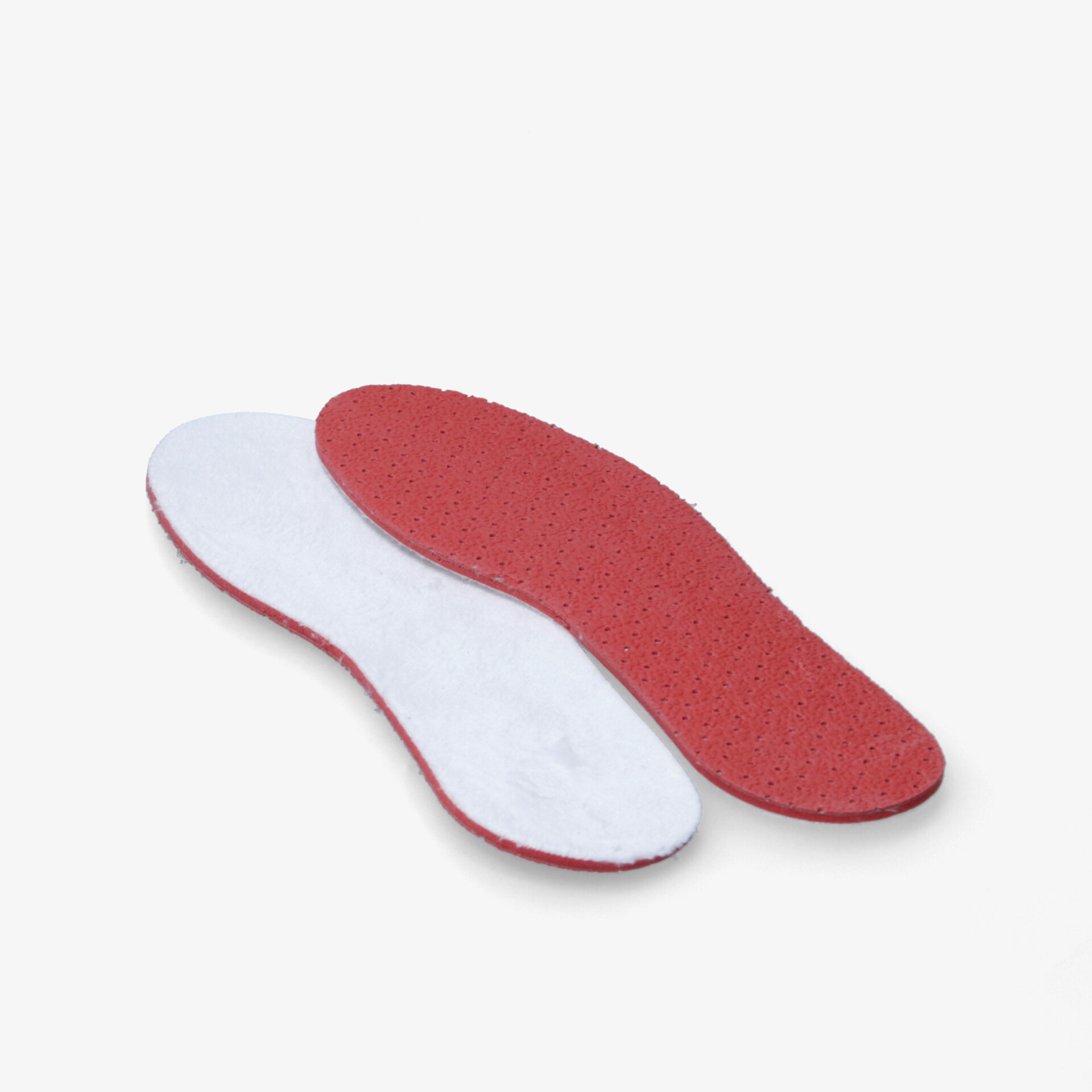 Rotes und weißes Paar Einlegesohlen für optimalen Komfort und zuverlässige Fußunterstützung bei jeder Aktivität