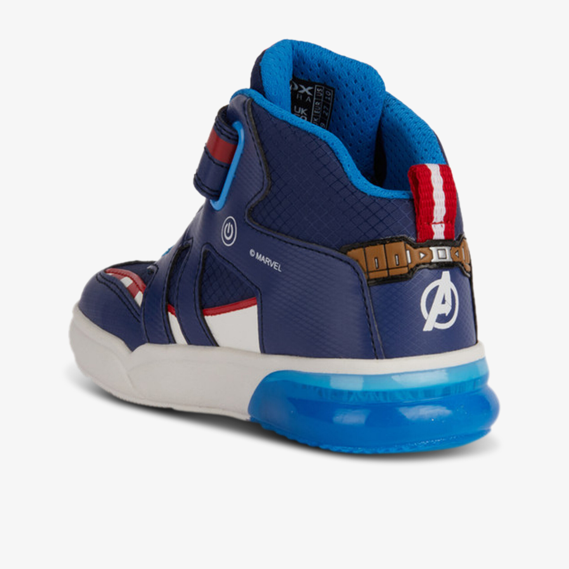 Moderner blauer Sneaker mit Klettverschluss und rutschfestem Design, ideal für stilbewusste Träger.