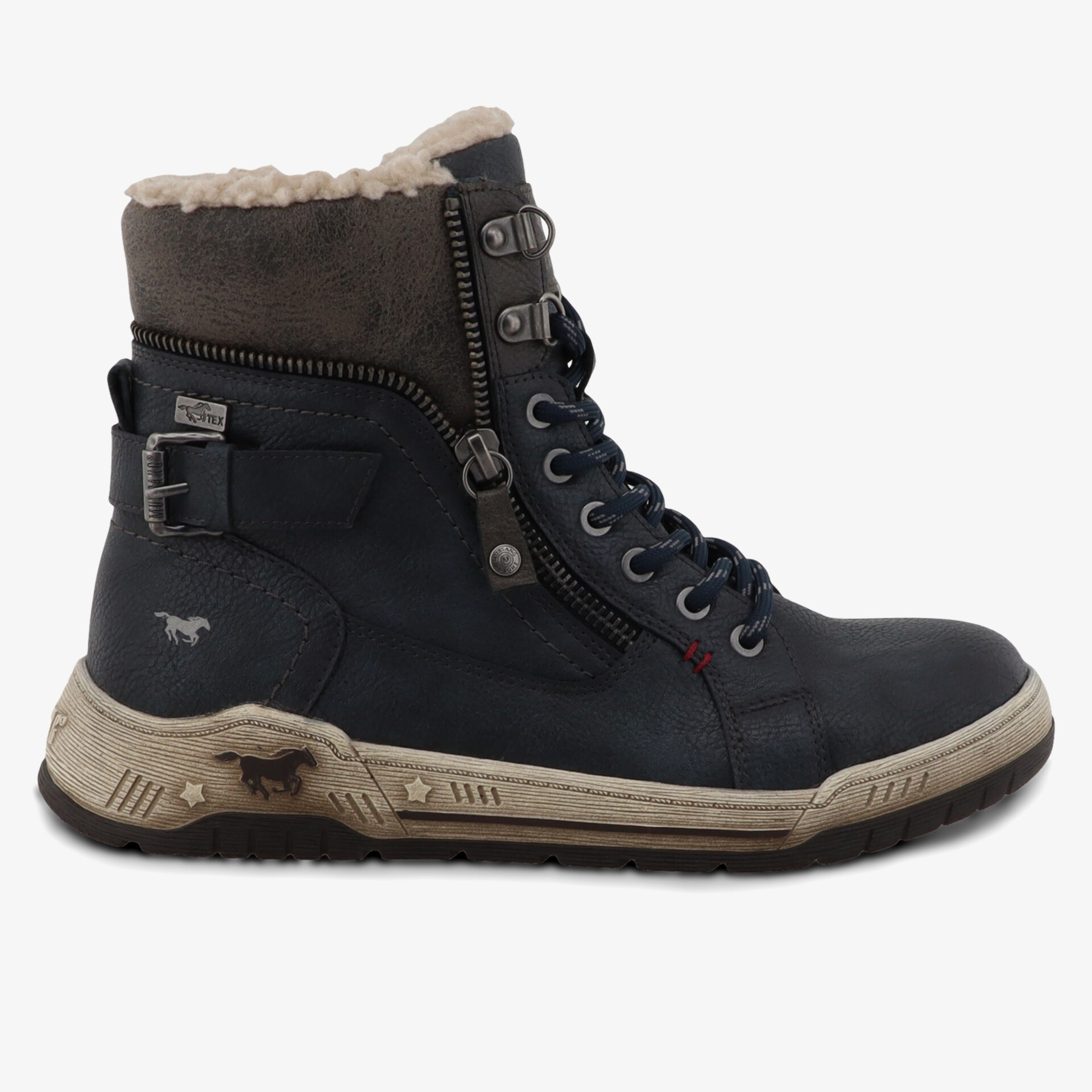 Warmer Winterstiefel mit Fellfutter, robustem Schnürverschluss und modischer Schnalle für bequemen Halt und guten Grip