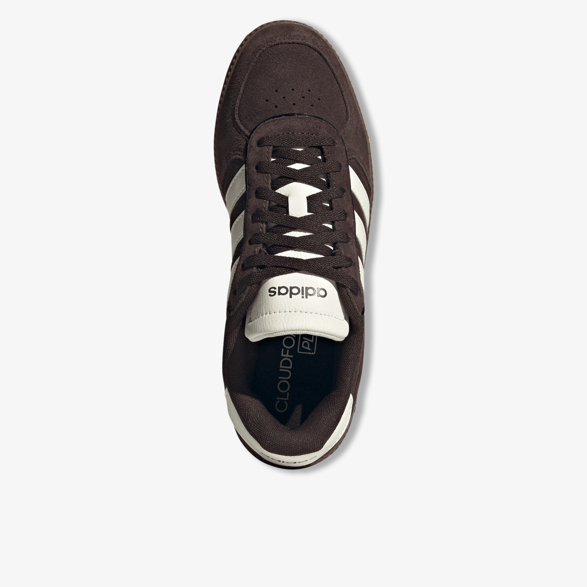 Moderne braune Sportschuhe in Draufsicht mit robusten Schnürsenkeln und angenehmer Polsterung