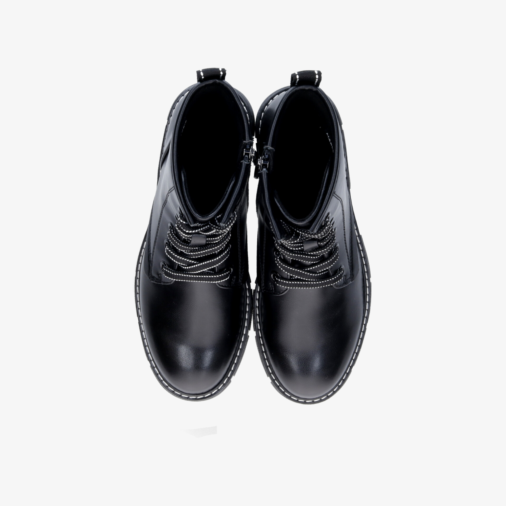 Schwarze robuste Stiefel aus hochwertigem Leder mit Reißverschluss und komfortabler Passform, oben fotografiert im Paar