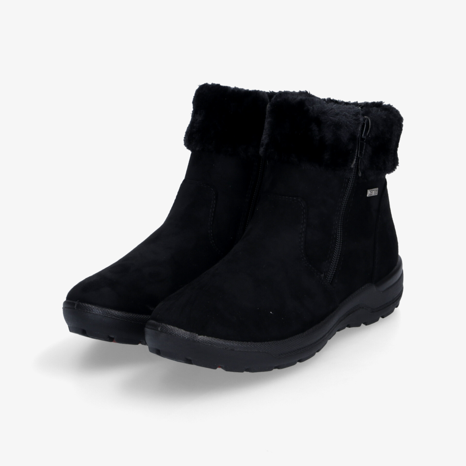 Schwarze warme Boots mit kuscheligem Fellbesatz und rutschfester, stabiler Sohle, ideal für kalte Winter