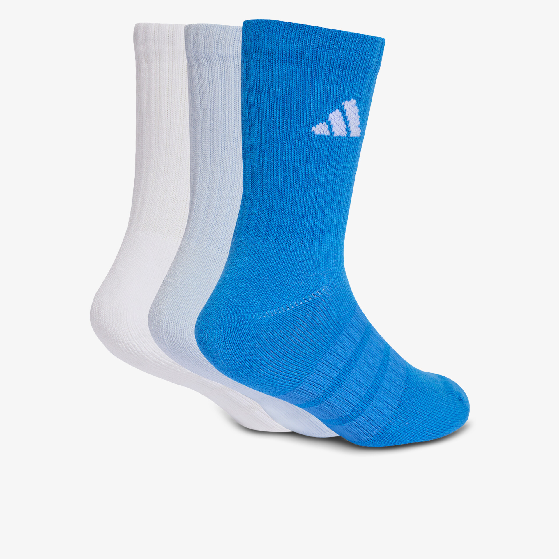 Set aus drei Paar bequemen, atmungsaktiven Sportsocken in Weiß, Grau und Blau mit Logo-Detail