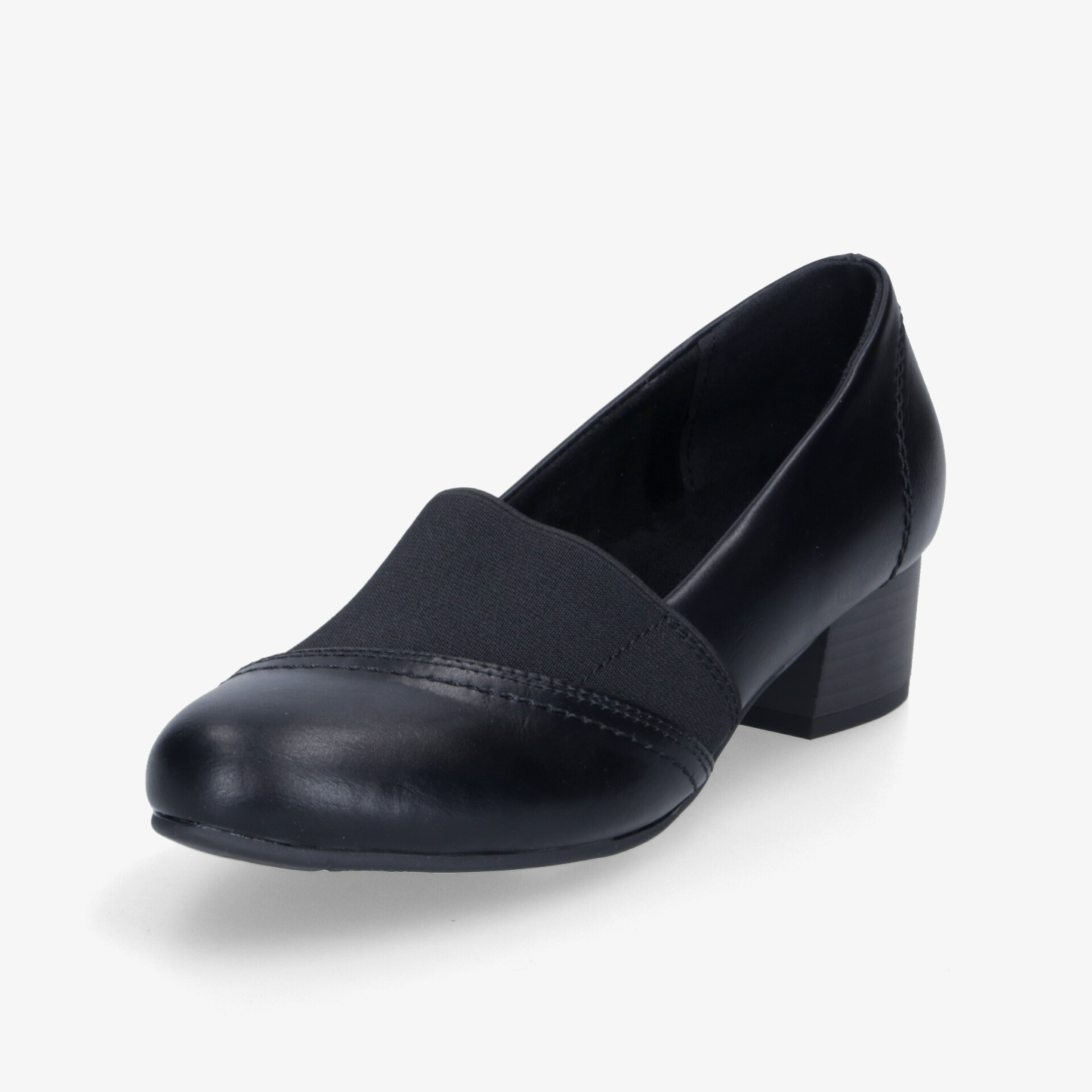 Schwarzer eleganter Schuh mit mittlerem Blockabsatz für stilvollen, bequemen Tragekomfort und vielseitige Kombinationsmöglichkeiten