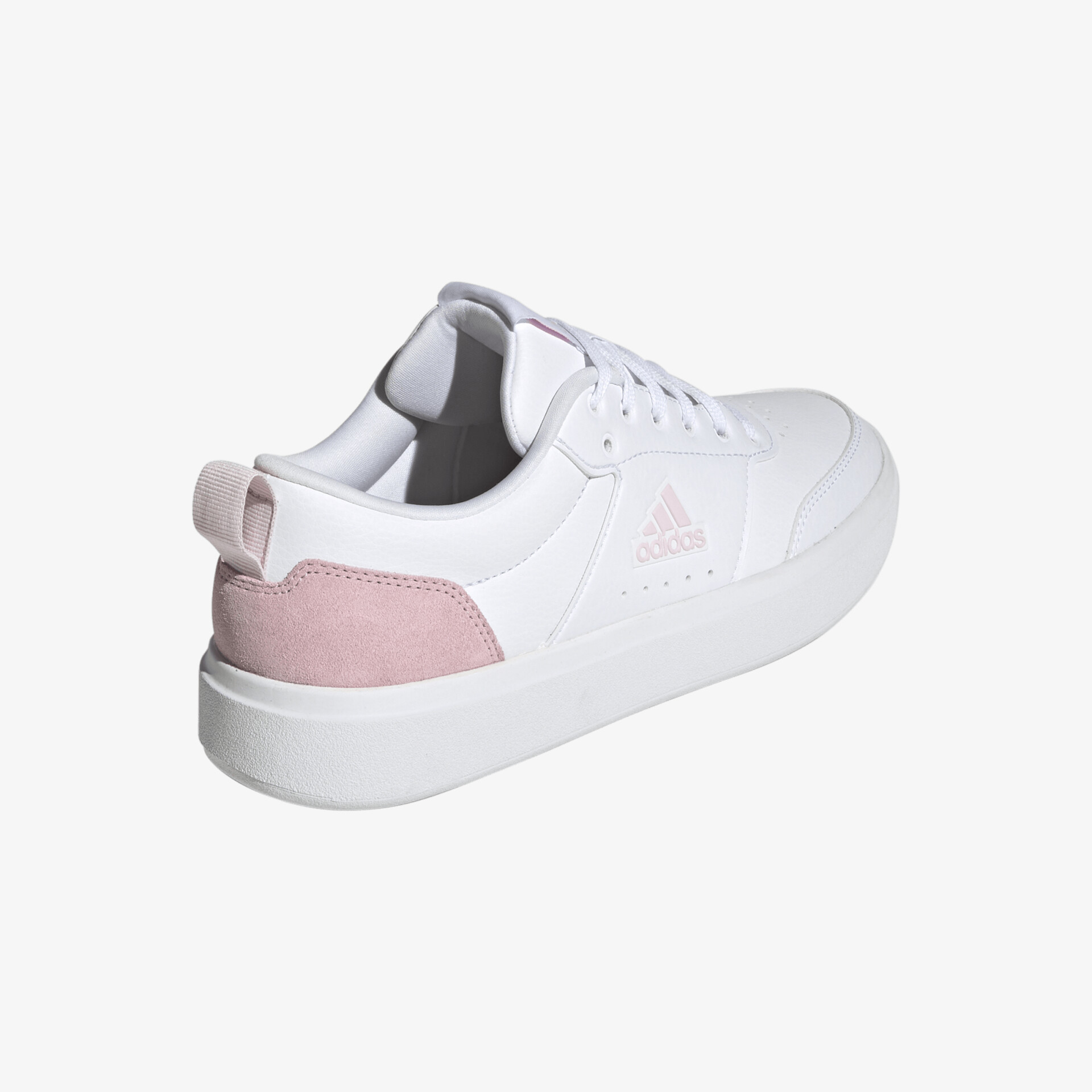 Weißer Sneaker mit pinker Ferse und stilvollem Design, perfekt für modischen Komfort im Alltag.