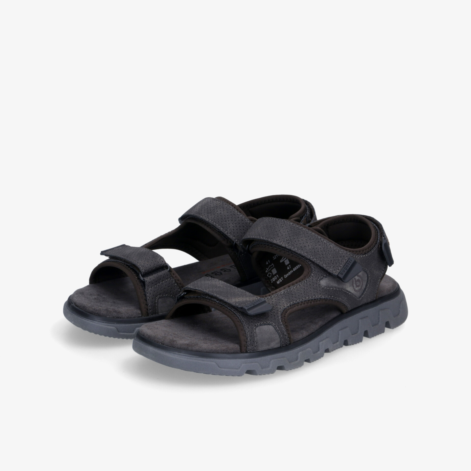 Schwarze Sandalen mit verstellbaren Riemen und gepolsterter Sohle, ideal für Komfort und Stabilität im Alltag.