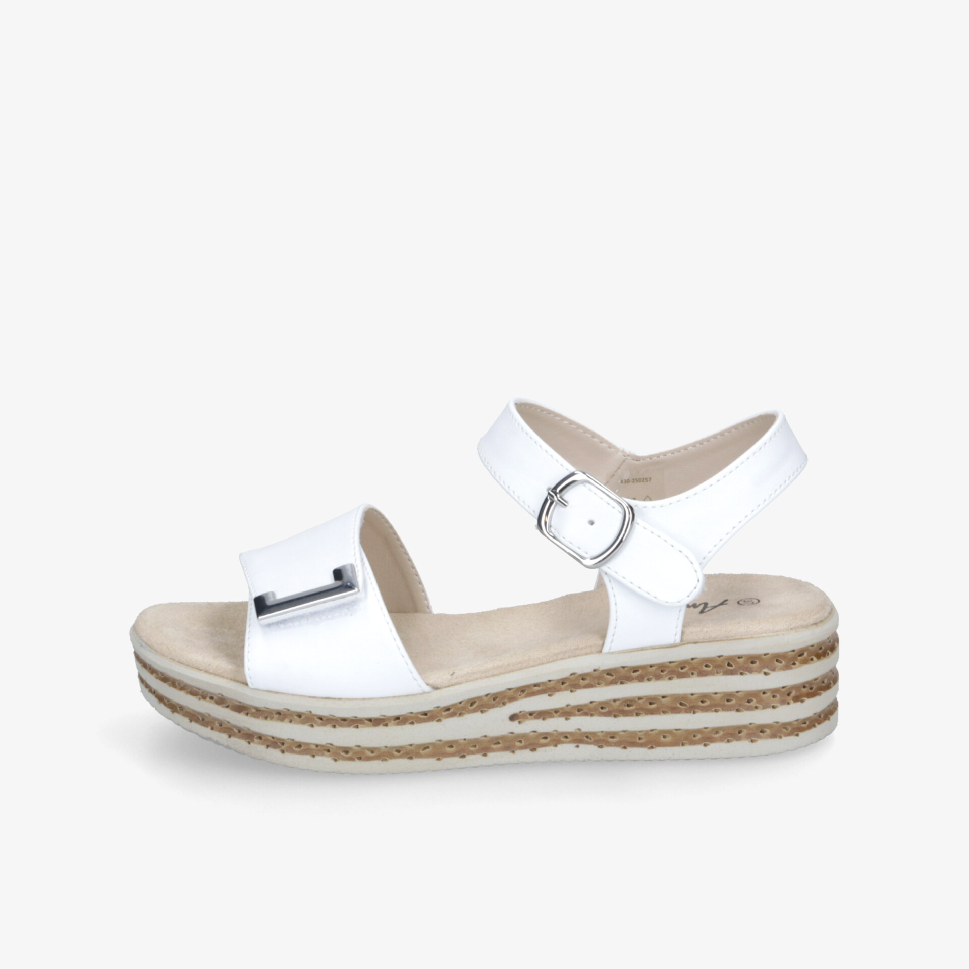 Weiße Sandale mit verstellbarem Riemen und bequemer, leichter Keilsohle für modischen Sommerkomfort