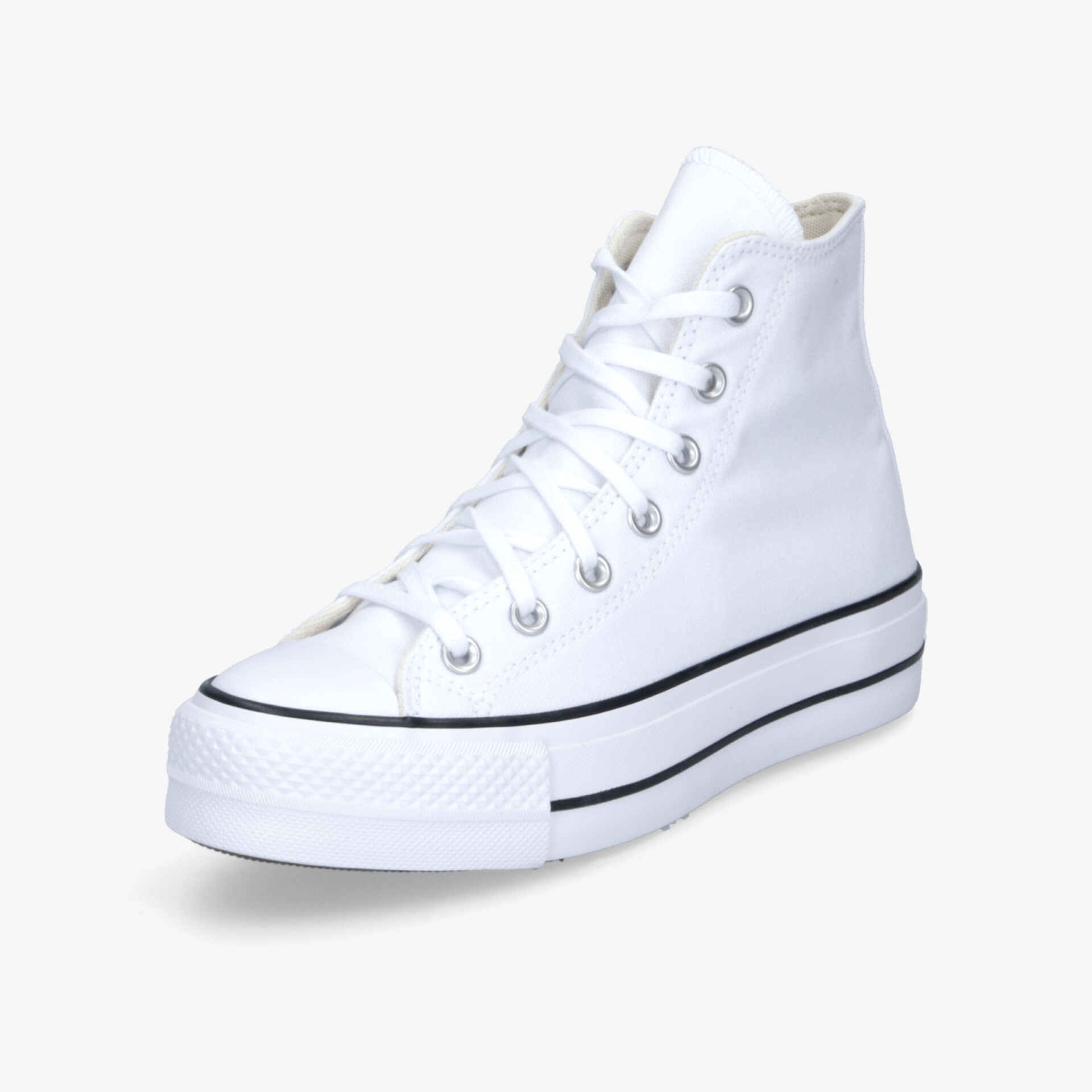 Weißer Sneaker mit hoher Profilsohle und klassischer Schnürung, sportlich und bequem