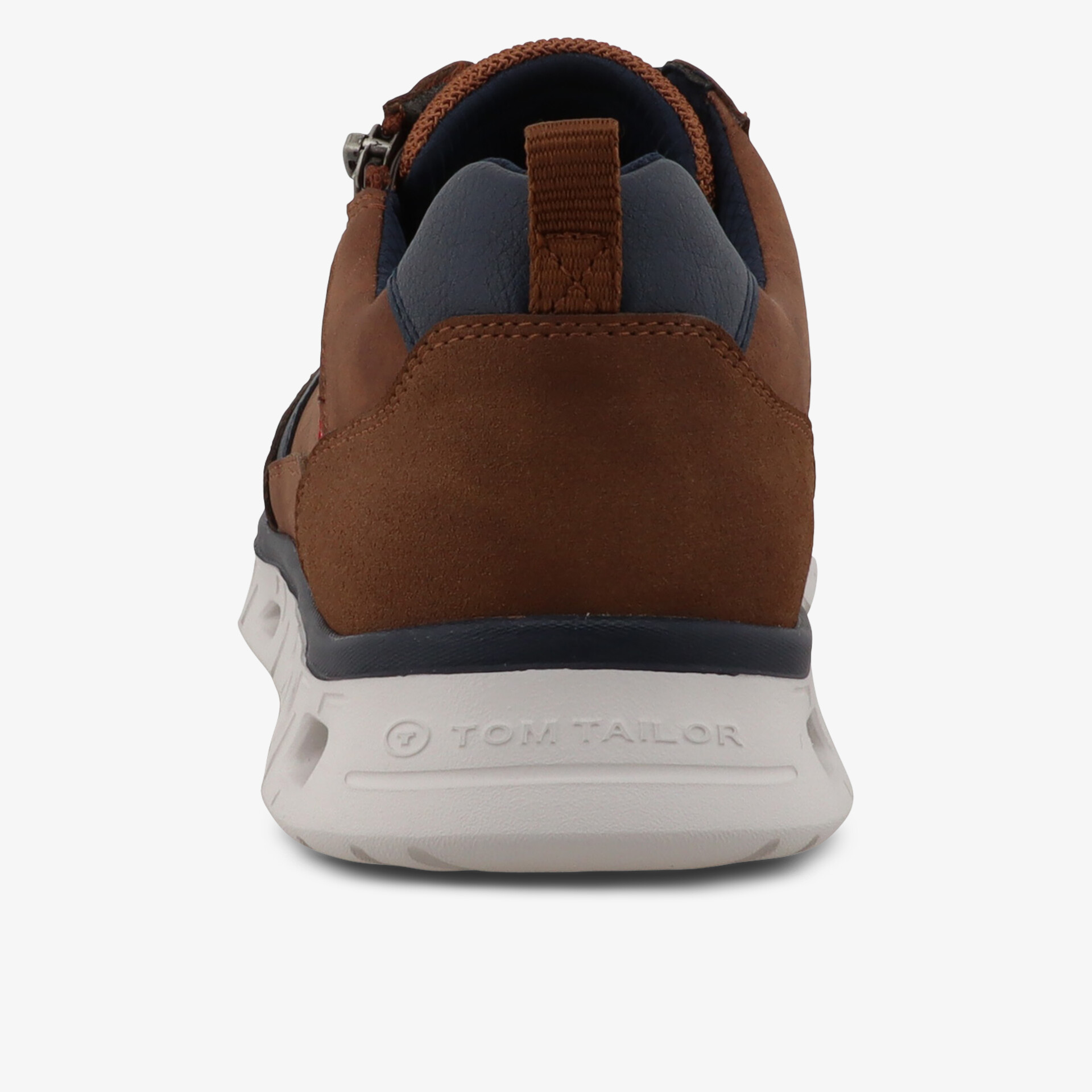 Rückansicht eines robusten, komfortablen Schuhs mit gepolstertem Schaft und sportlicher Sohle