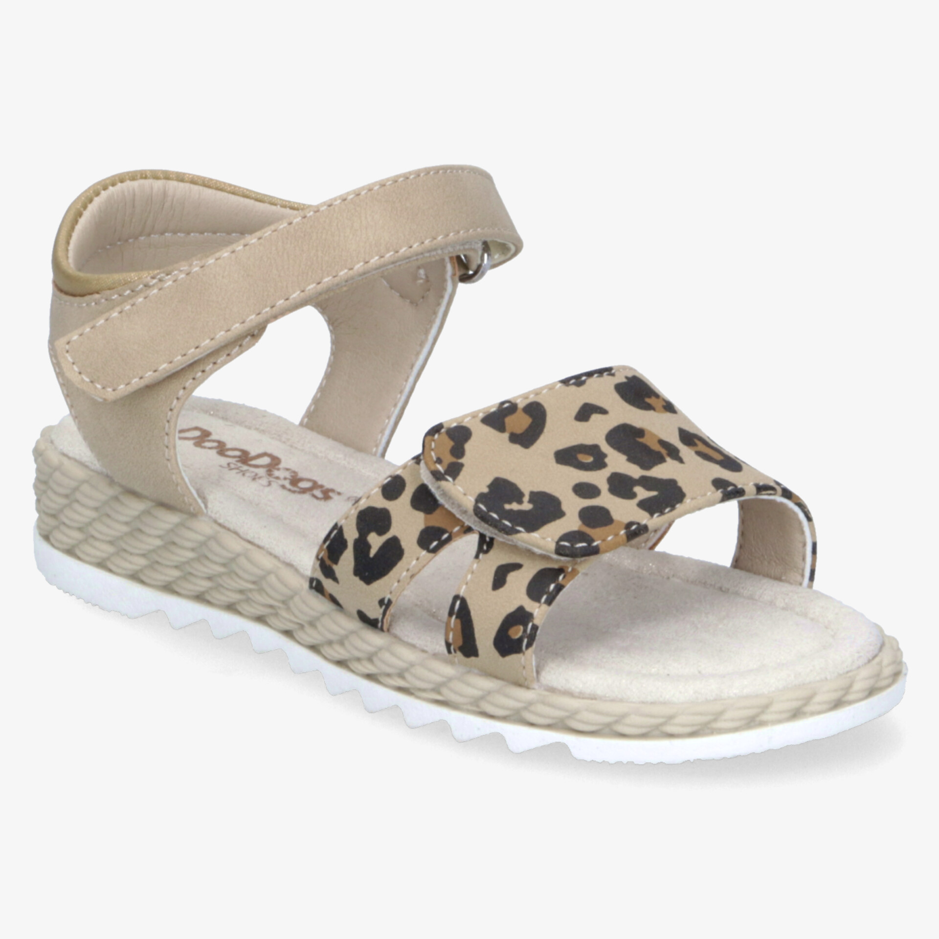 Bequeme Sandalette mit verstellbarem Klettverschluss und modischem Leopardenmuster für leichten Tragekomfort