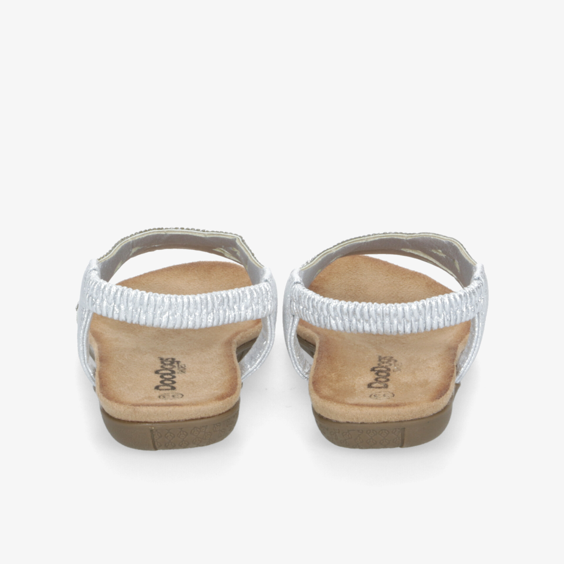 Leichte Sandalen mit bequemem Fußbett und verstellbarem Riemen, Rückansicht auf beide Schuhe