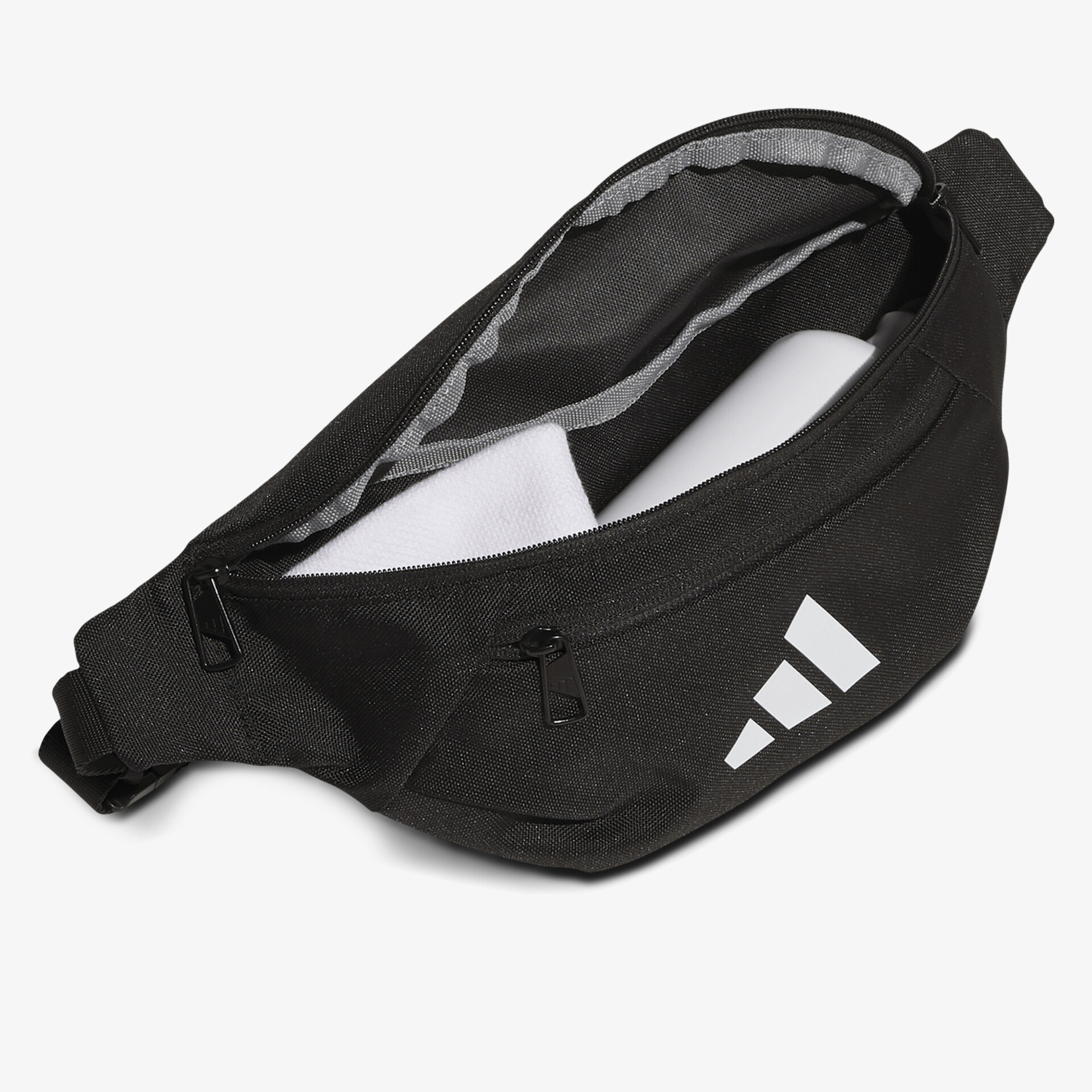 Schwarze kompakte Strap Tasche mit verstellbarem Gurt und praktischem Reißverschlussfach für Alltag