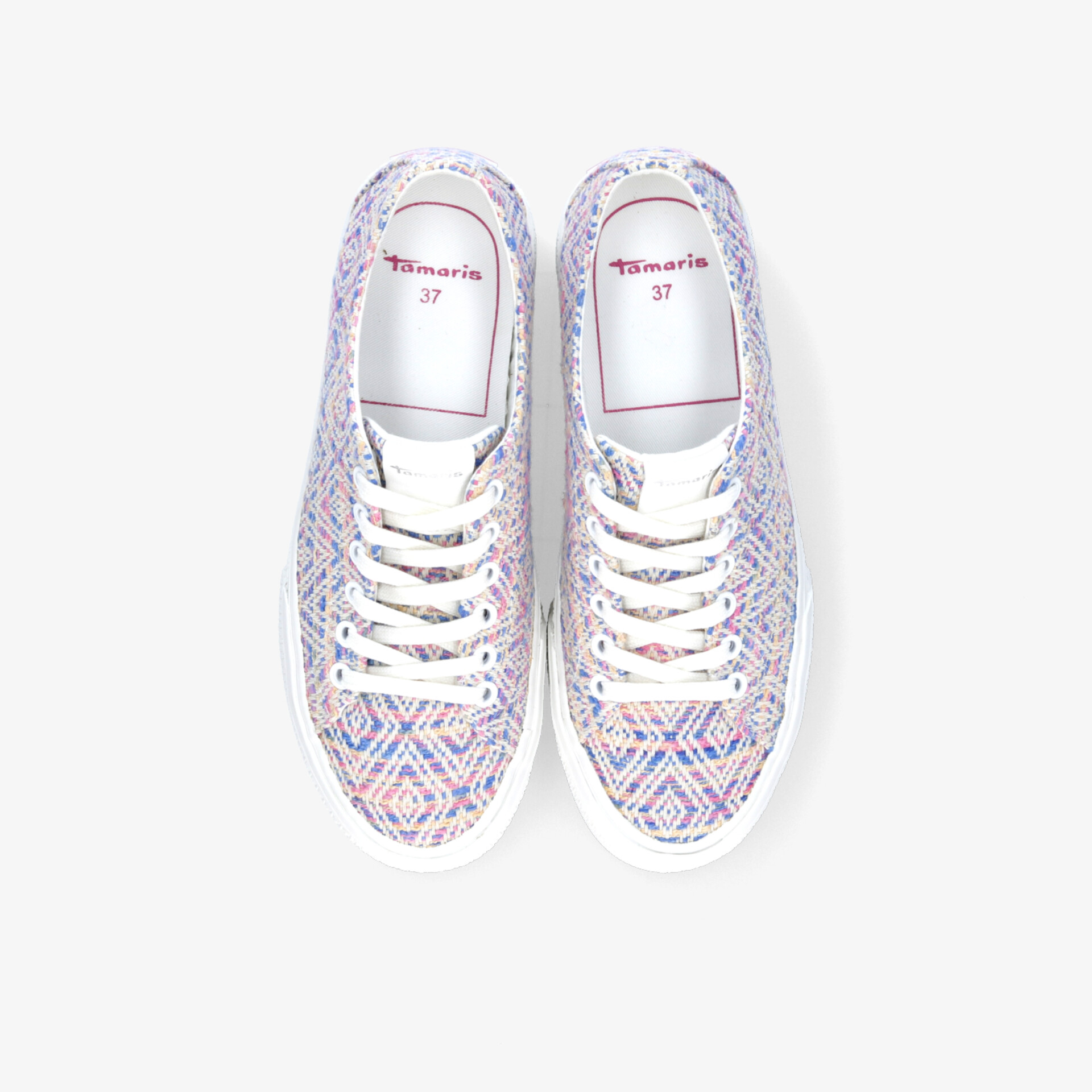 Leichte, bequeme Sneaker mit farbenfrohem Muster in Draufsicht, ideal für sportlichen und modischen Look