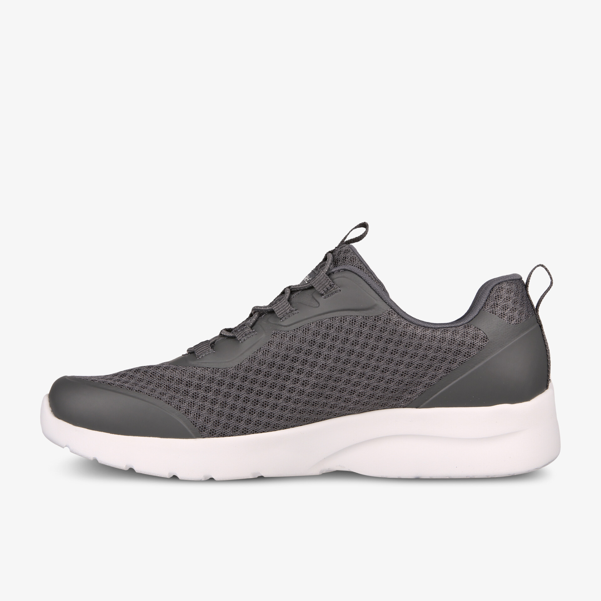 Moderner grauer Sneaker mit weißer Sohle und Netzdetails, perfekt für Alltag und Sport.